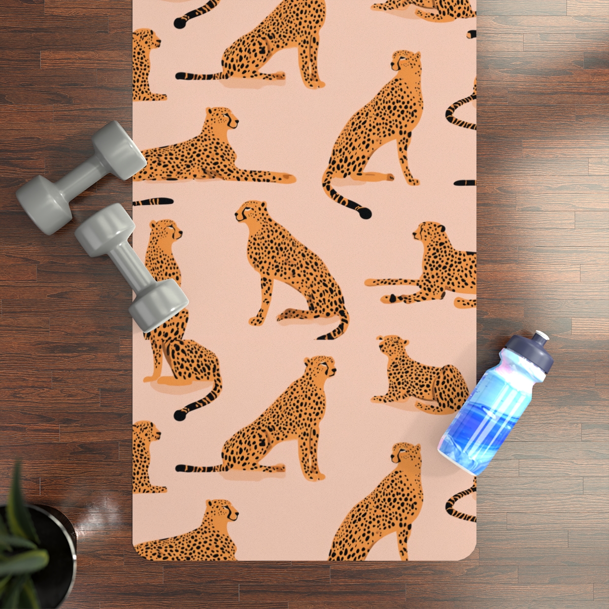 Leopar Desenli Kaymaz Yoga Matı