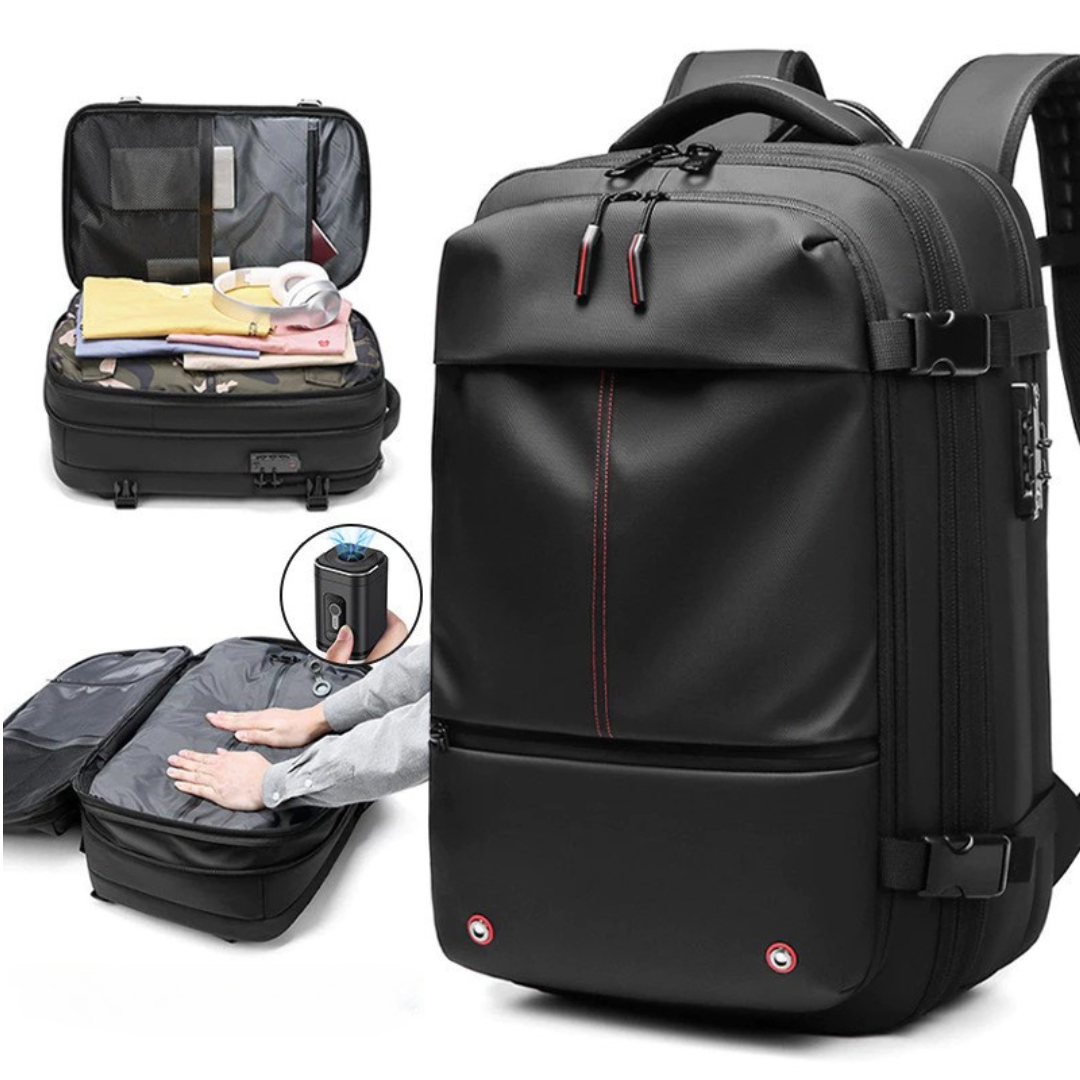 Mochila de negócios de alta qualidade, mochila de compressão a vácuo, mochila masculina de grande capacidade, dupla face