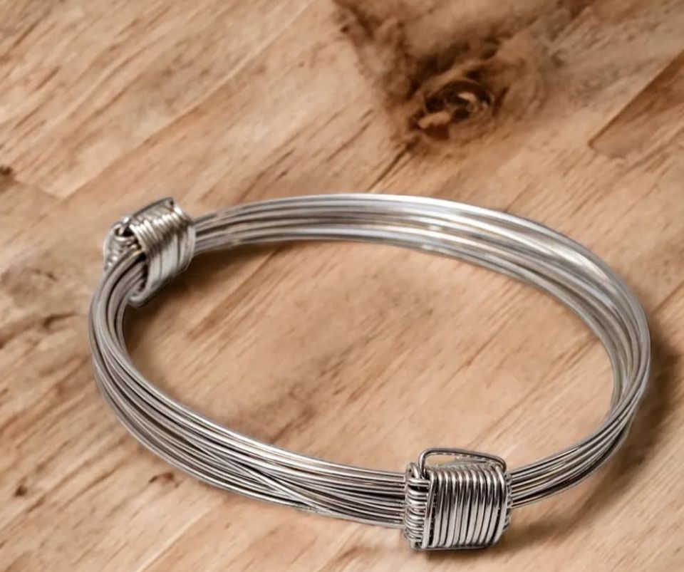 Bracelete de prata 950 , feito manualmente , ajustável.