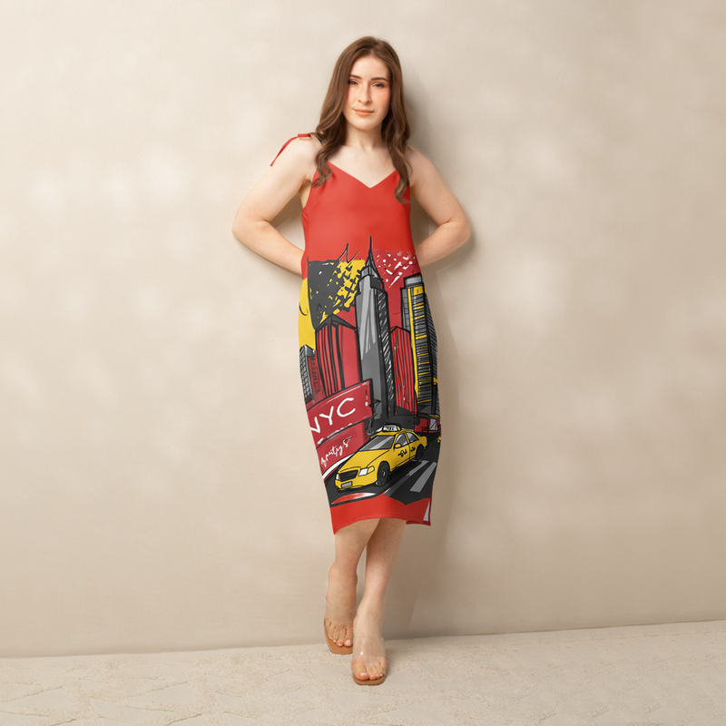 Tie-strap midi dress NYC Art