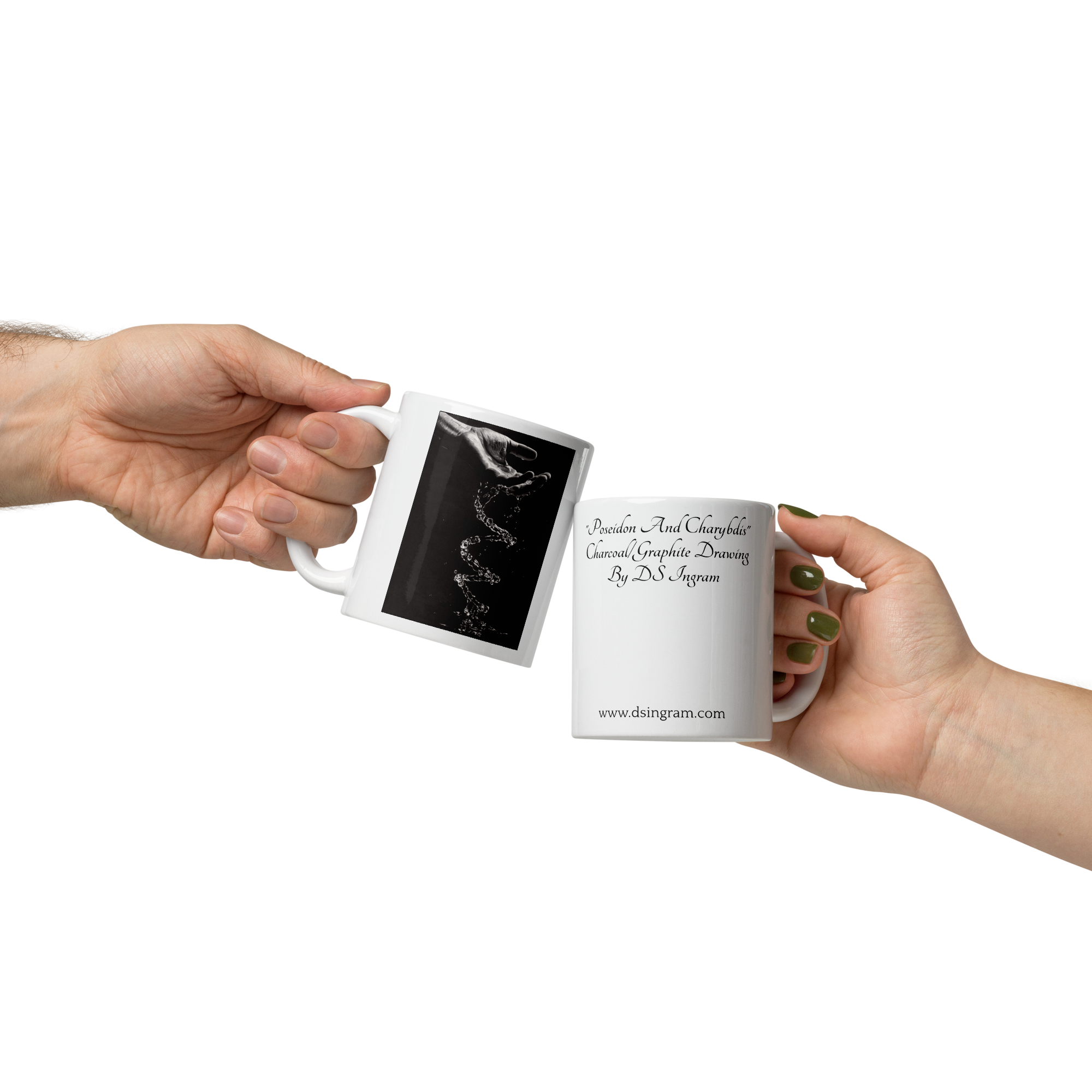 White glossy mug - "Poseidon And Charybdis"