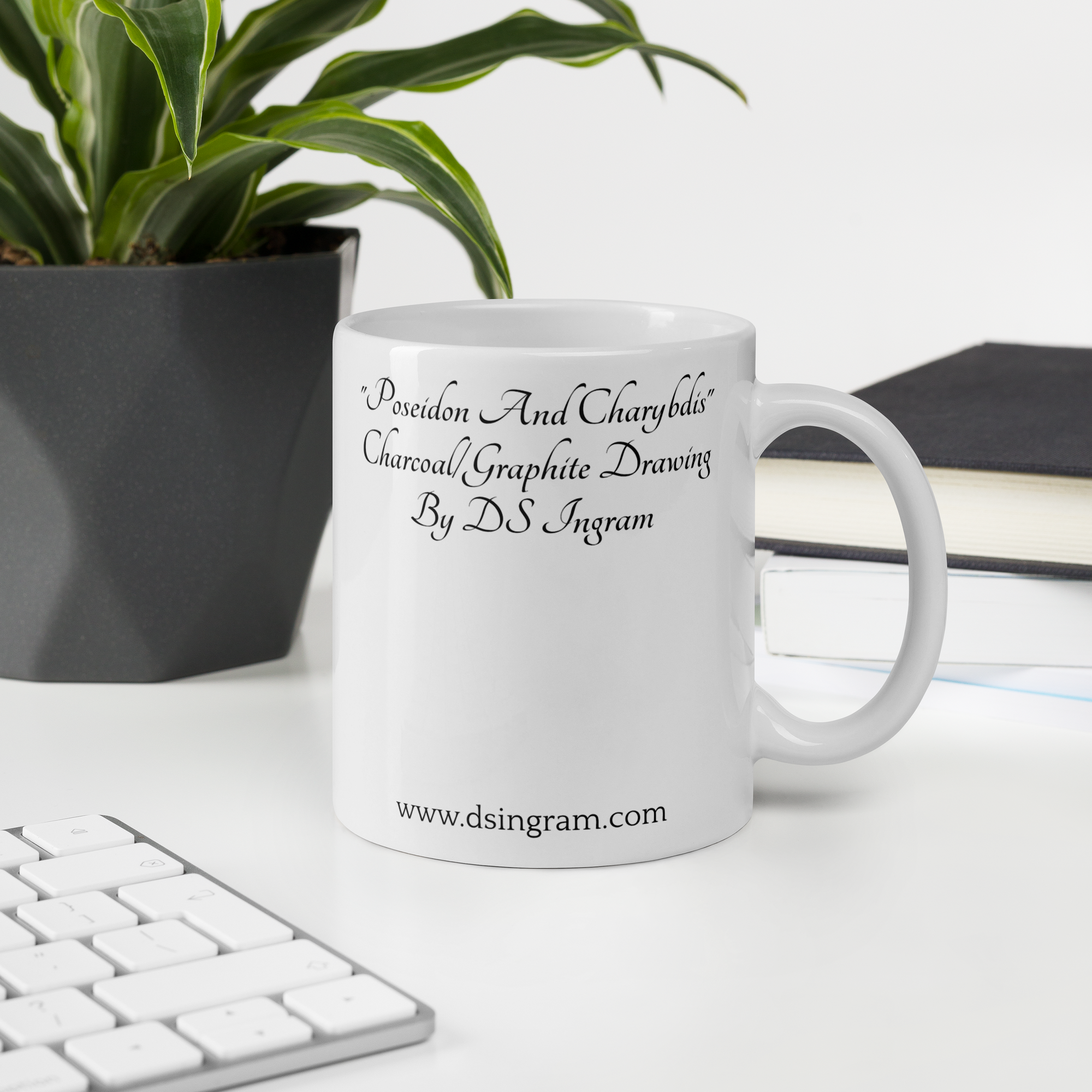 White glossy mug - "Poseidon And Charybdis"