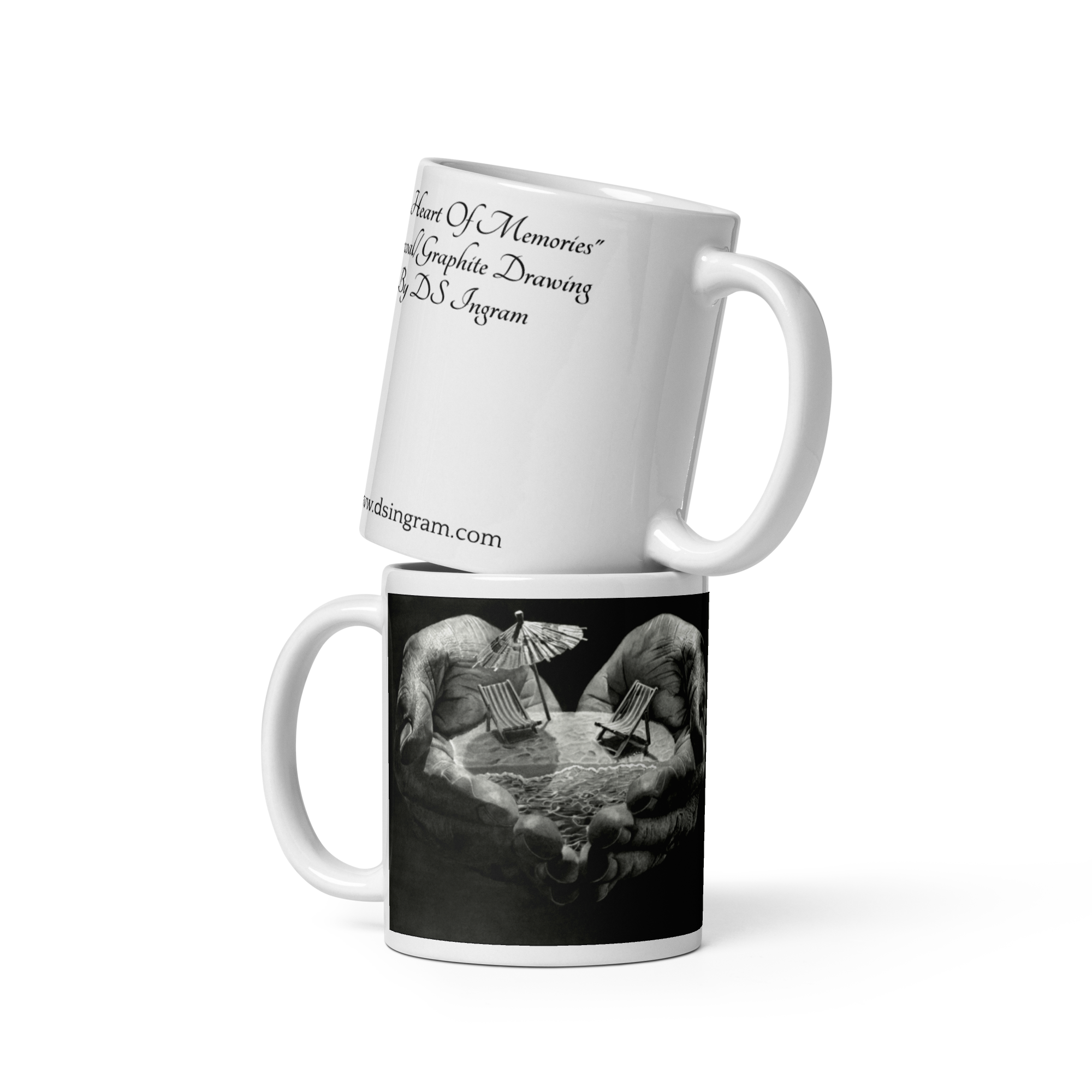 White glossy mug - "The Heart Of Memories"