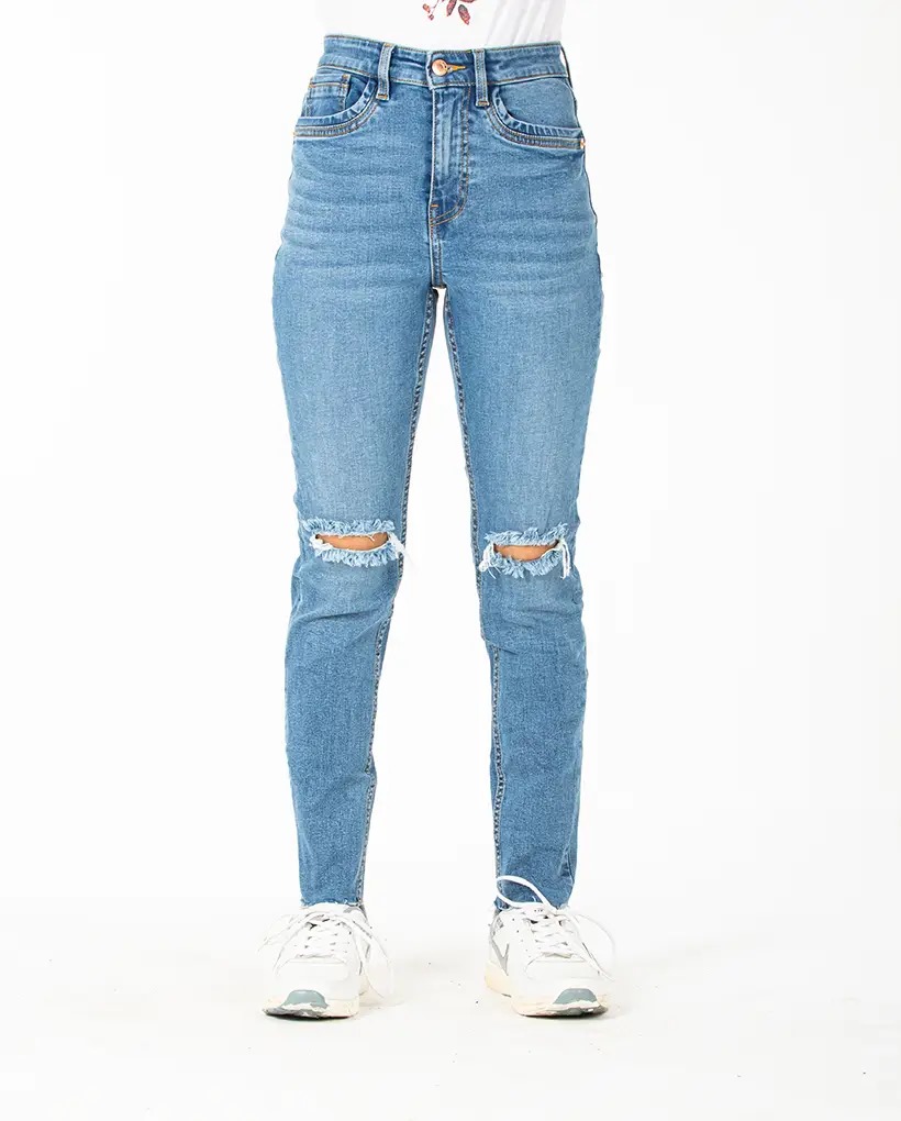 Men's High-waisted ripped skinny jeans