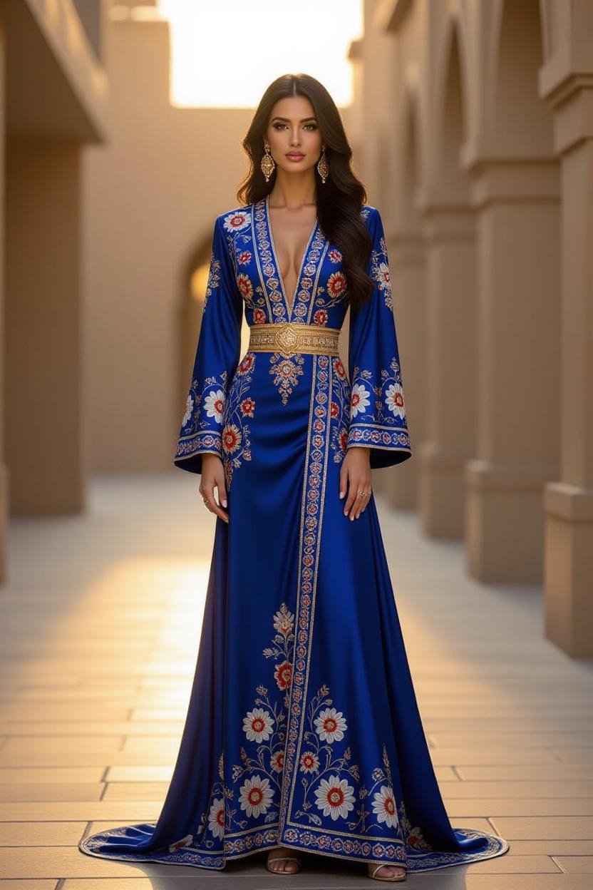 Elegant Blue Moroccan Kaftan