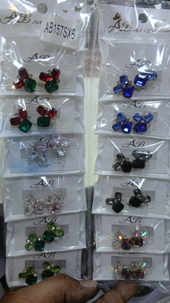 Assorted Crystal Stud Earrings Set