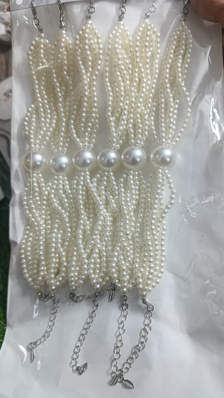 Pearl Beaded Choker Necklace Bracelet 