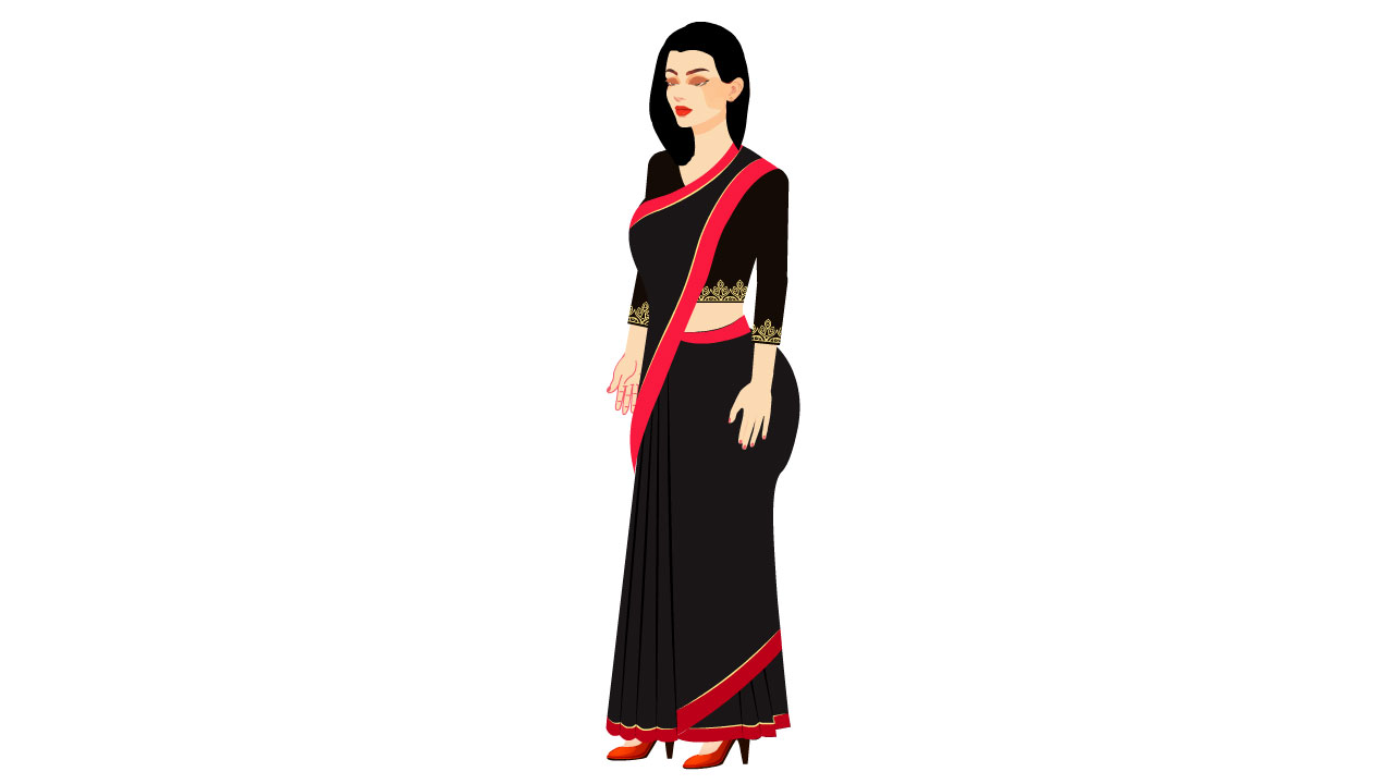 Woman in Saree 2D Character (Side View) - WS02