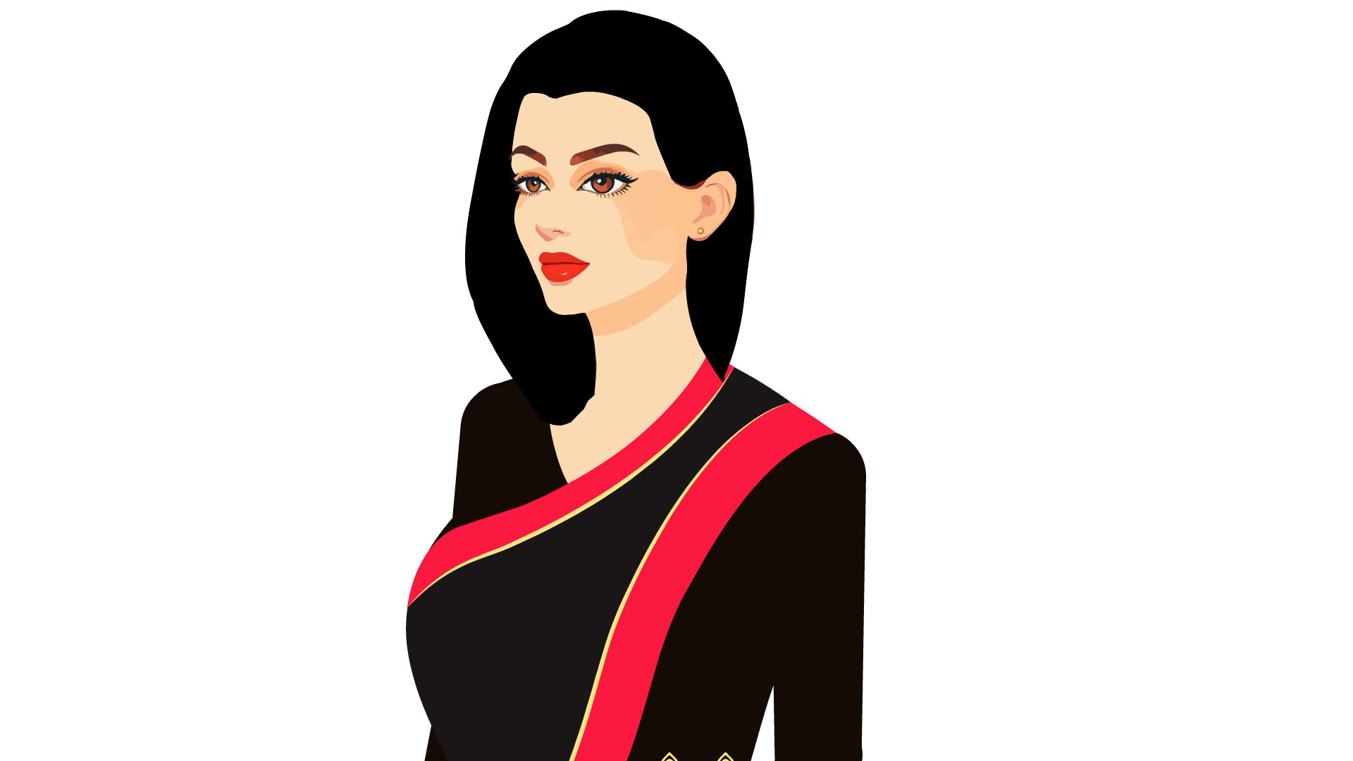 Woman in Saree 2D Character (Side View) - WS02
