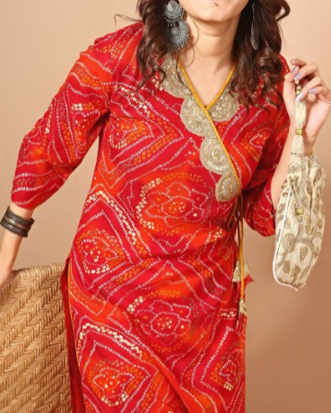 Red ethnic printed kurti