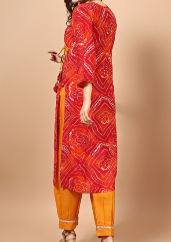 Red ethnic printed kurti