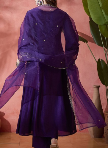 Elegant Purple Embroidered Anarkali Suit