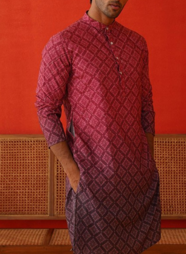 Men's Printed Cotton Kurta