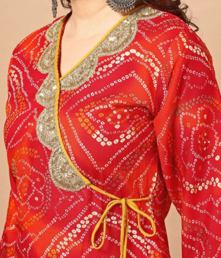 Red ethnic printed kurti