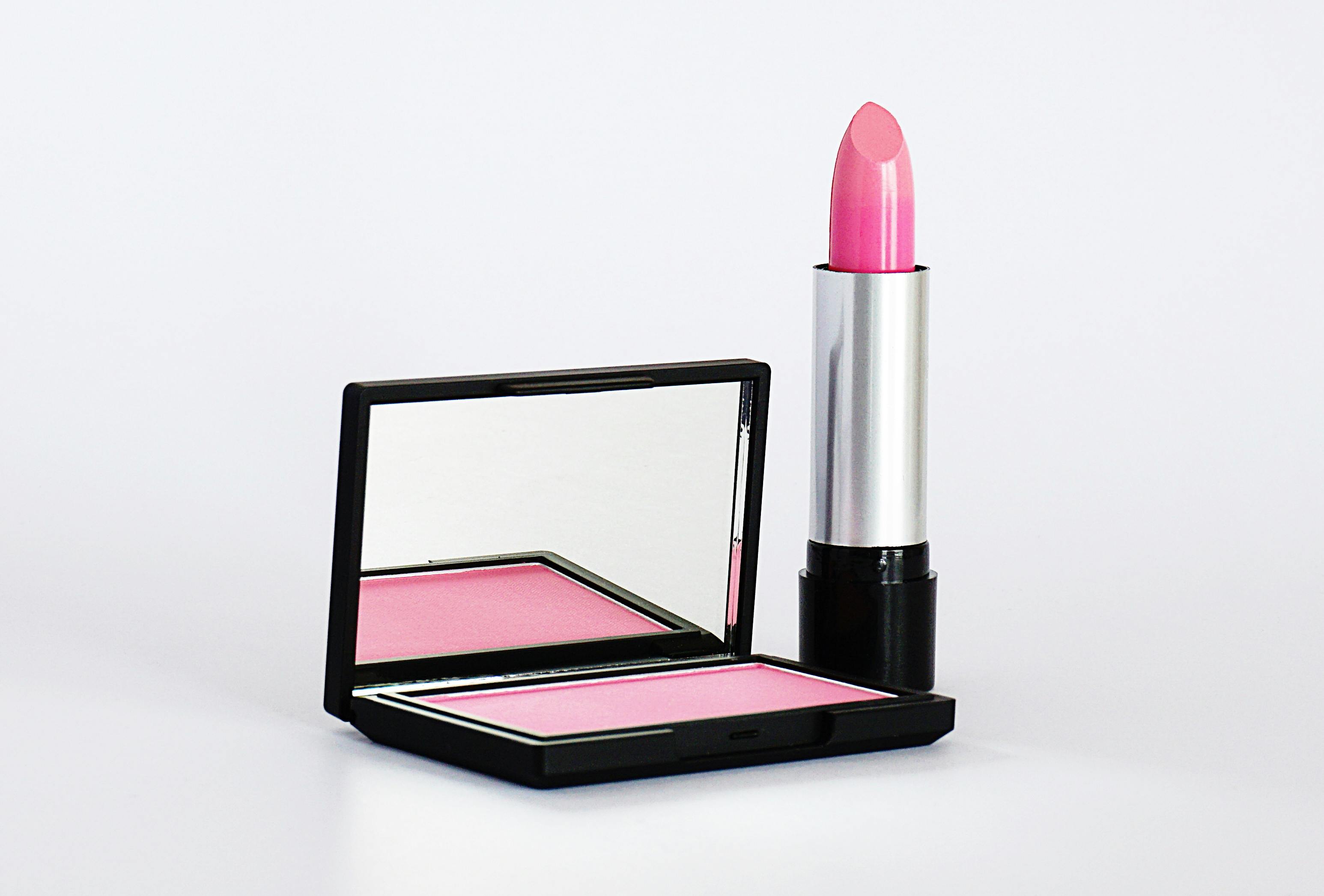 Pink Lipstick and Compact Blush Set