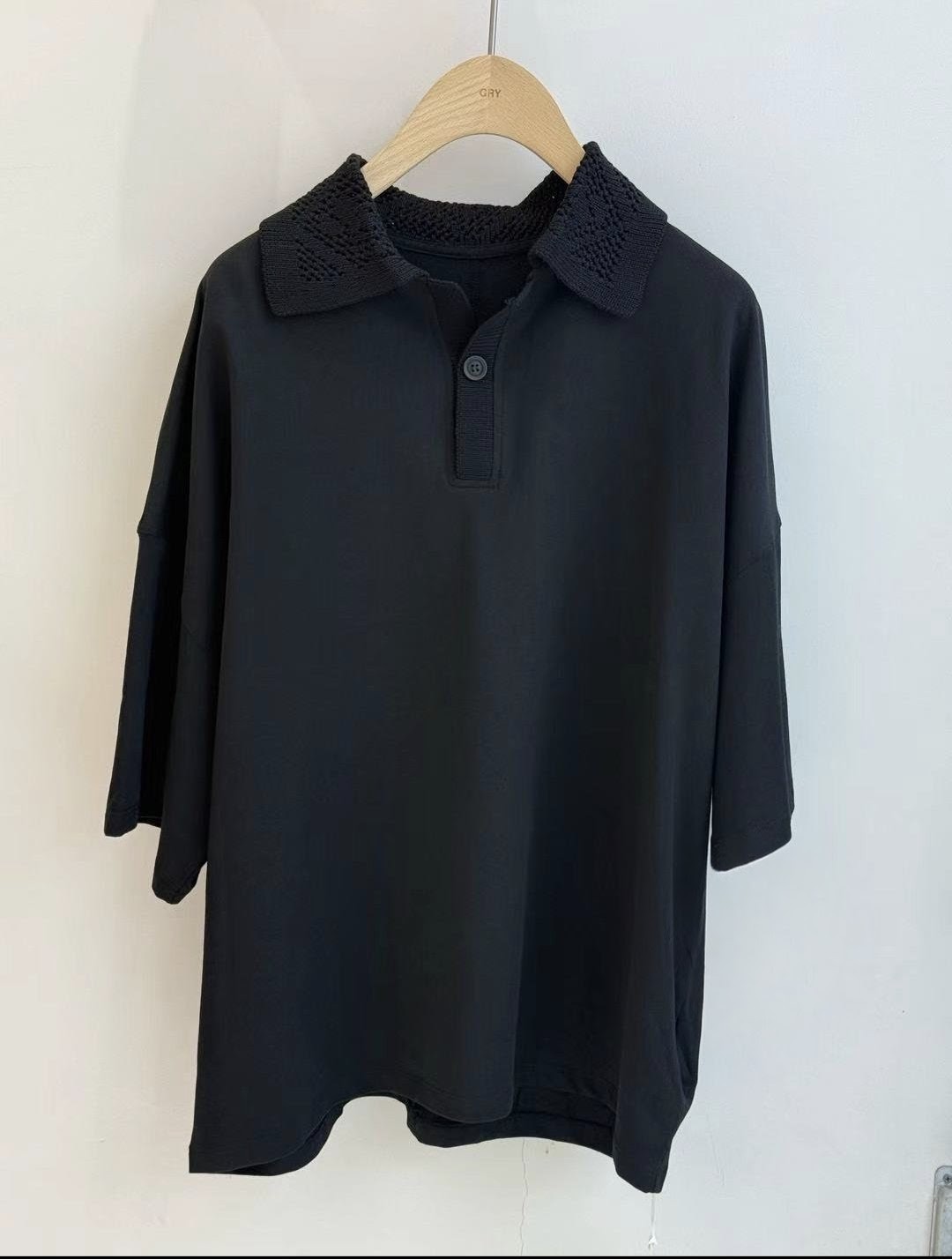  The Black Sokutai - Elegant Crochet Collar Shirt