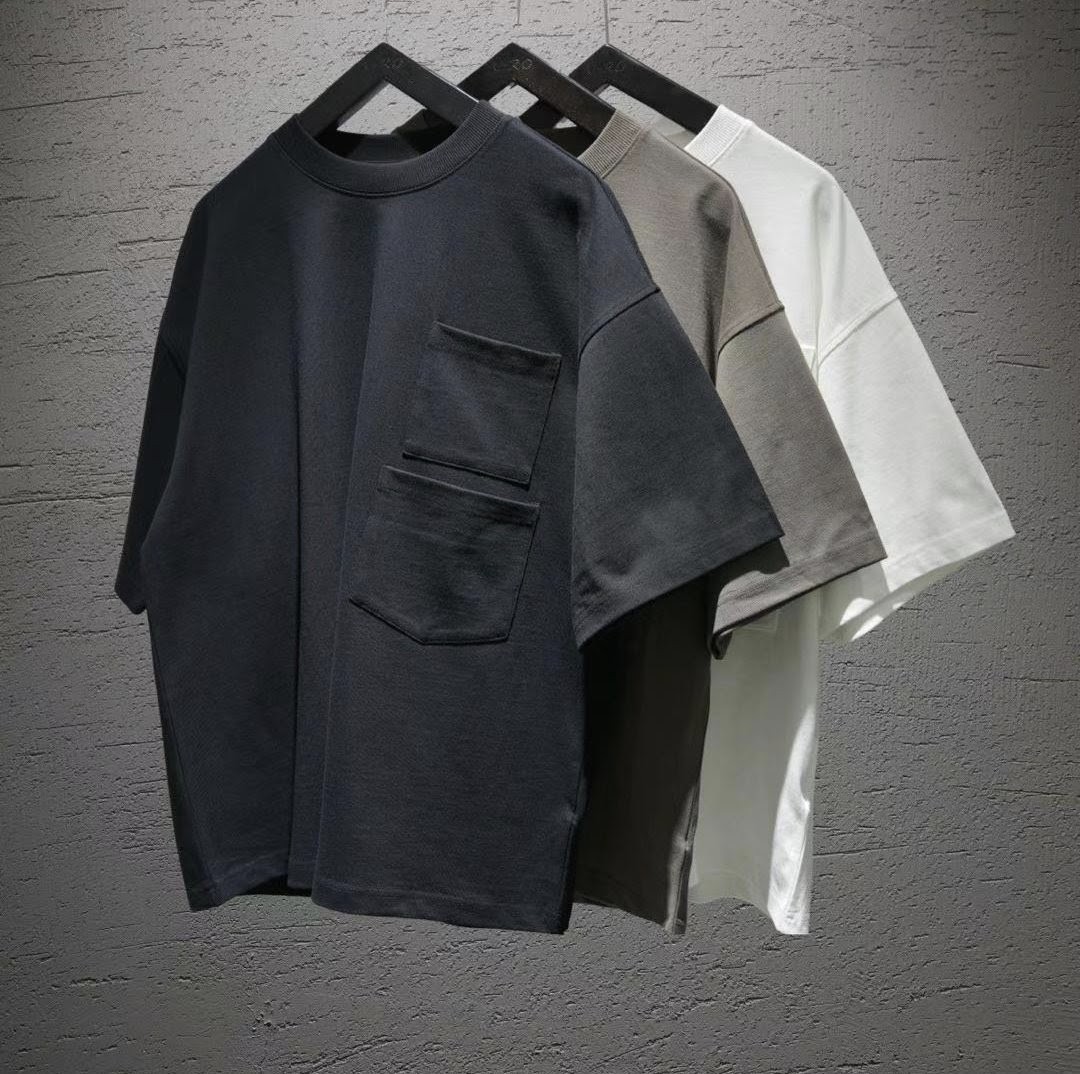 Bushō - V Stacked Pockets White Oversized T-Shirt