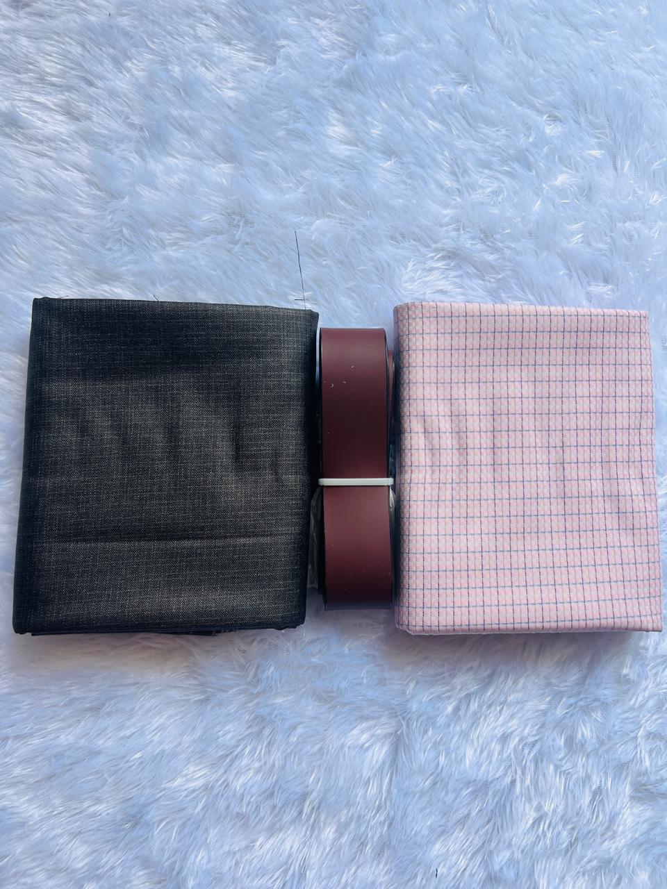 Combo-MF-Shirting-2.25M-Suiting-1.20M With Leather Belt - Free Size