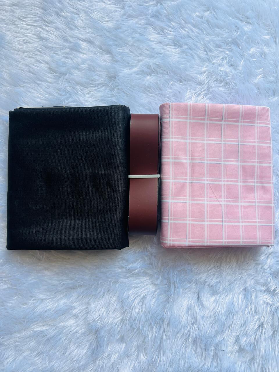 Combo-MF-Shirting-2.25M-Suiting-1.20M With Leather Belt - Free Size