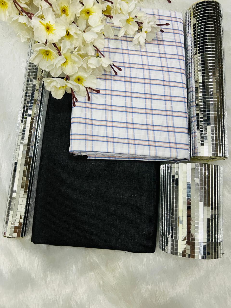 Men’s Unstitched Shirting (2.25m) & Suiting (1.20m) Fabric Combo – Premium Quality
