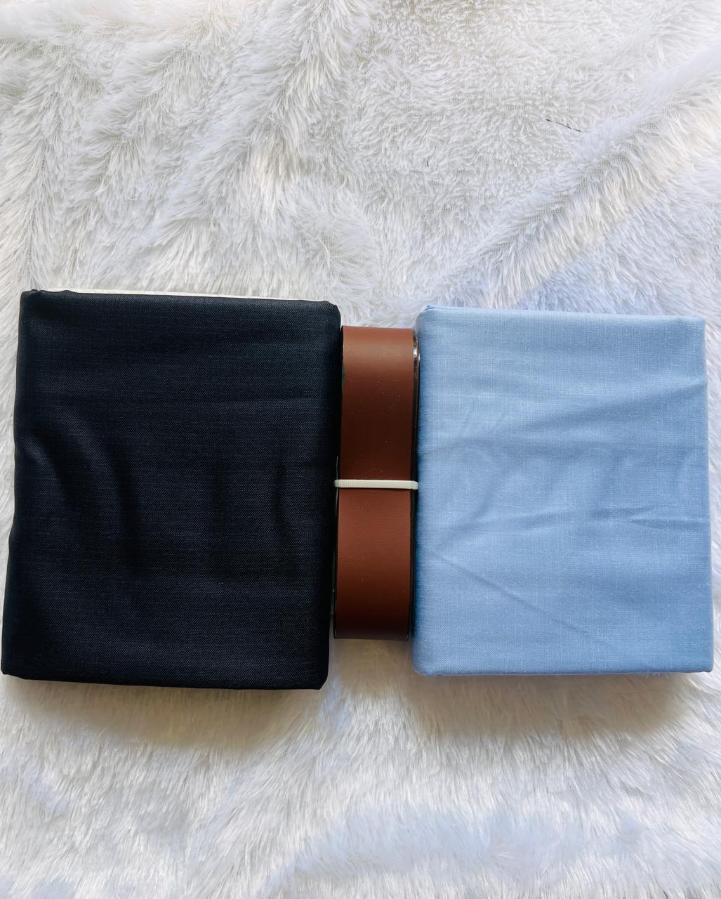Combo-MF-Shirting-2.25M-Suiting-1.20M With Leather Belt - Free Size