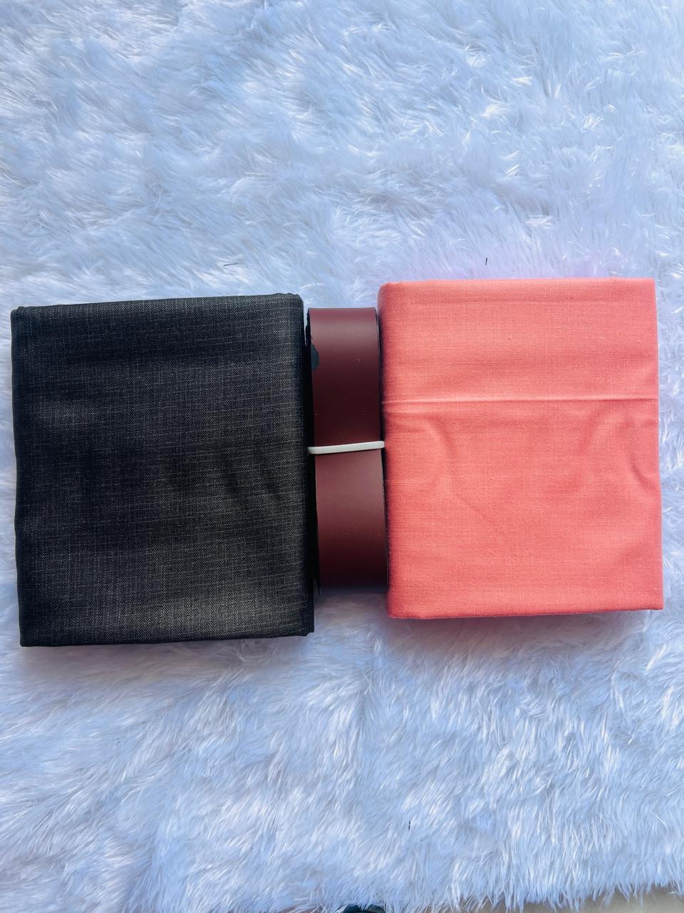 Combo-MF-Shirting-2.25M-Suiting-1.20M With Leather Belt - Free Size