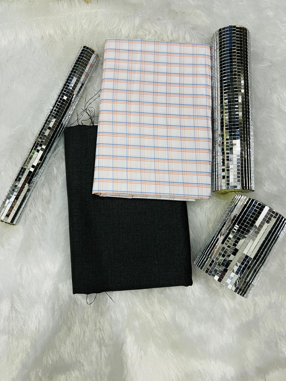 Men’s Unstitched Shirting (2.25m) & Suiting (1.20m) Fabric Combo – Premium Quality