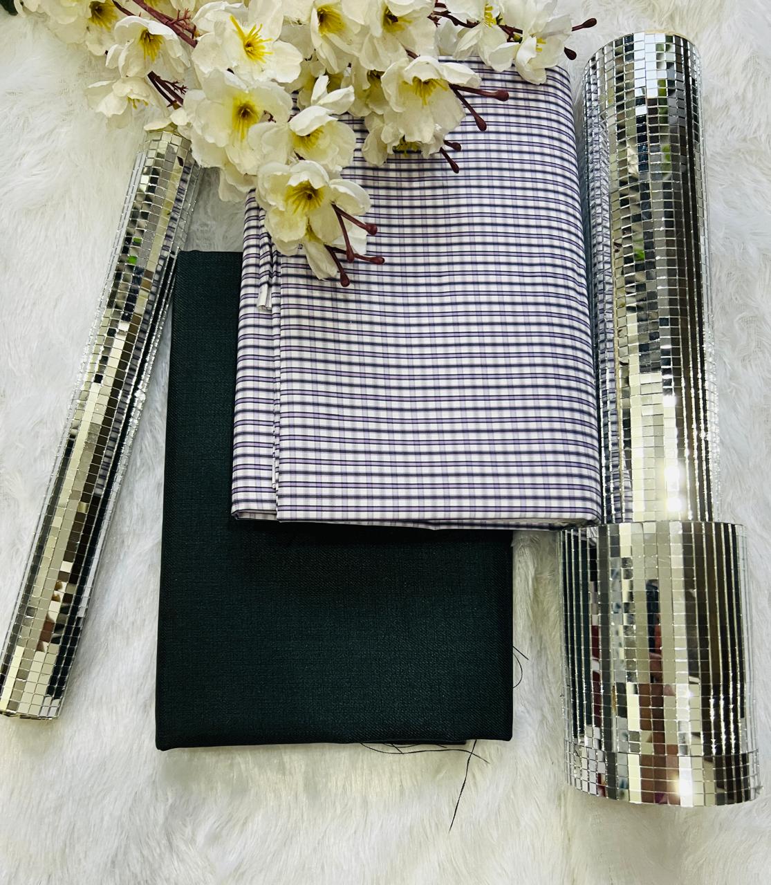  Men’s Unstitched Shirting (2.25m) & Suiting (1.20m) Fabric Combo – Premium Quality