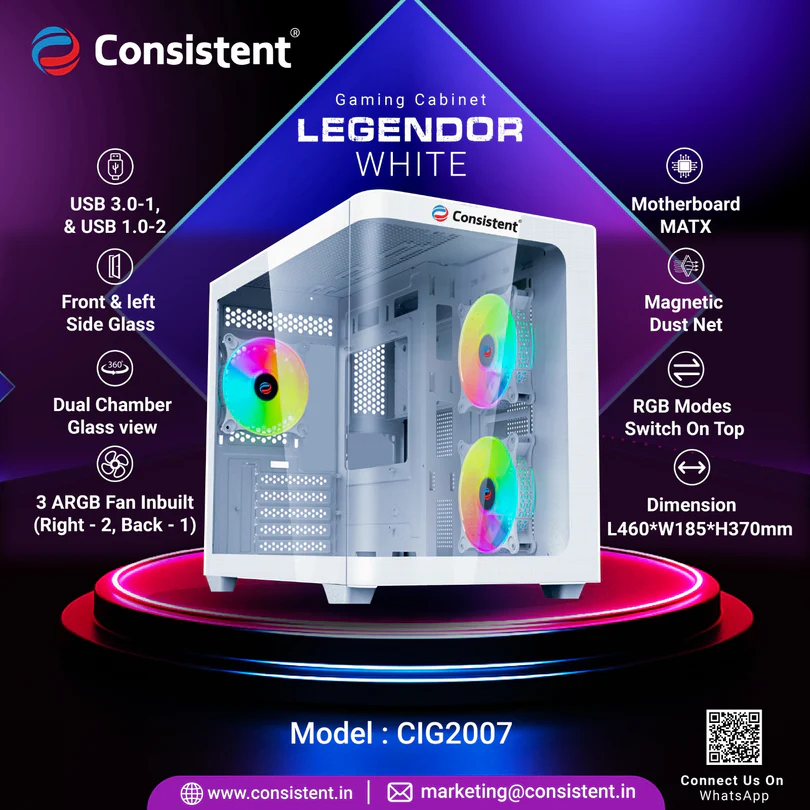 GAMING PC CASE (CIG2007) LEGENDOR WHITE