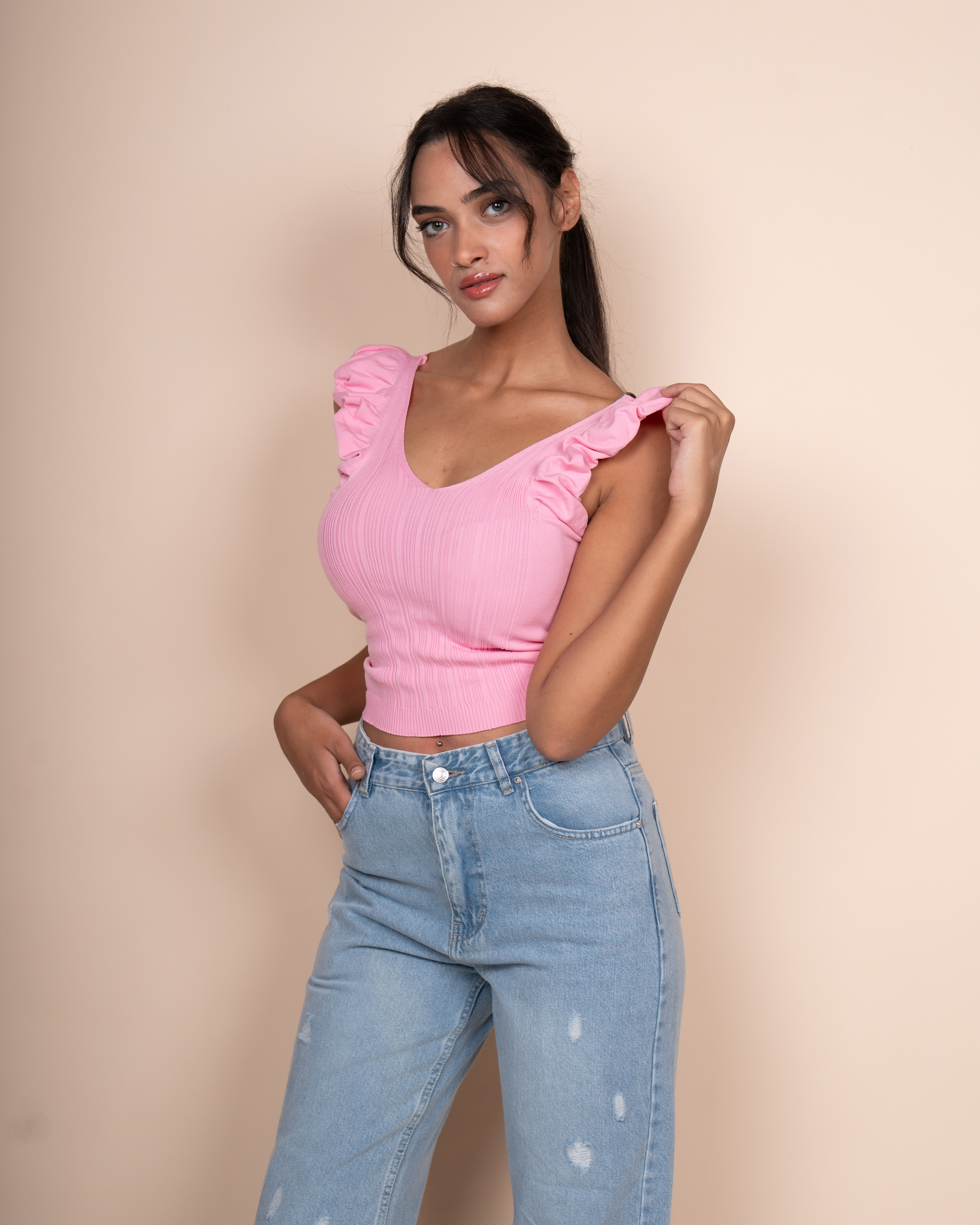 Ruffle knit top One 