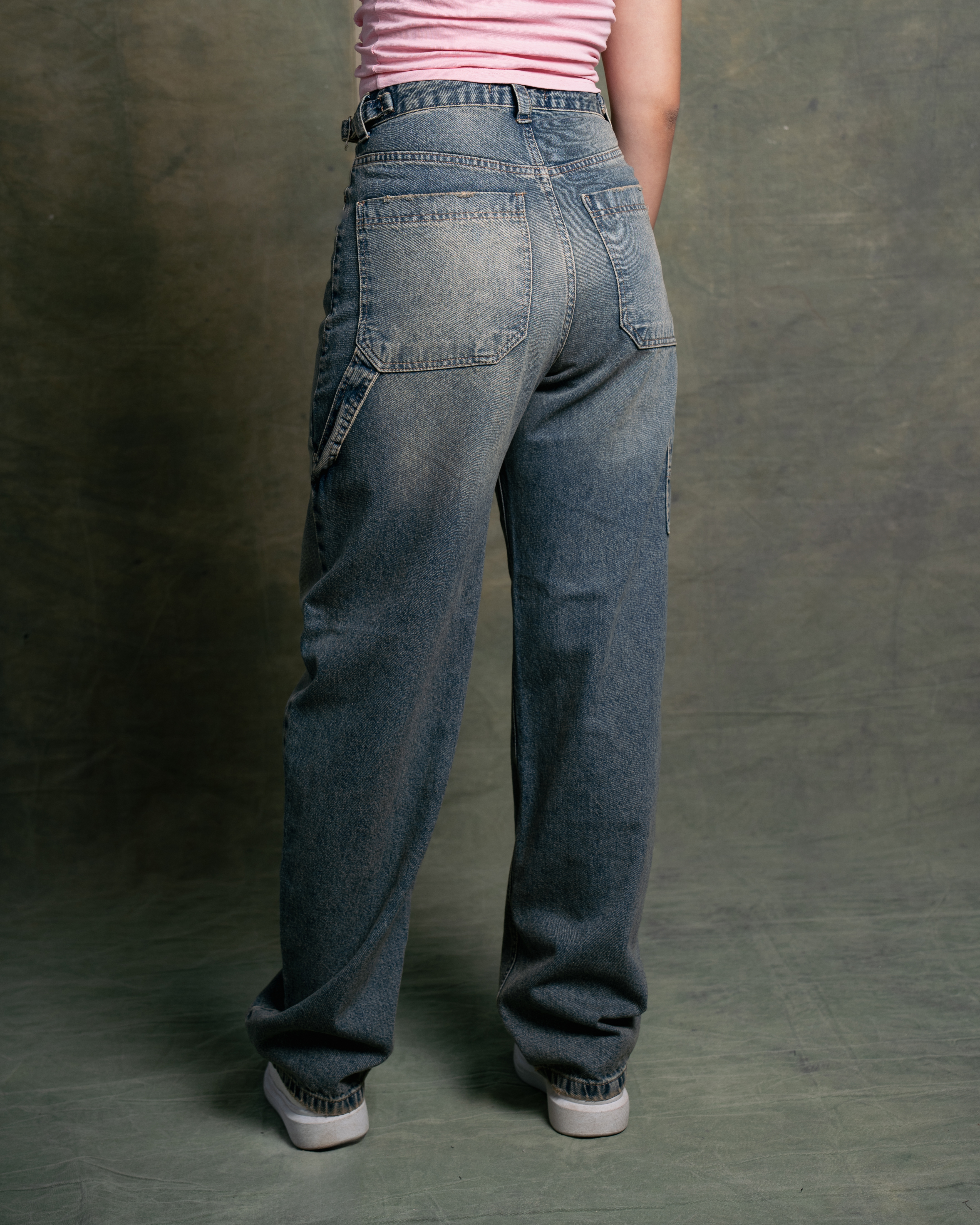 Wide-leg balloon jeans with pocket