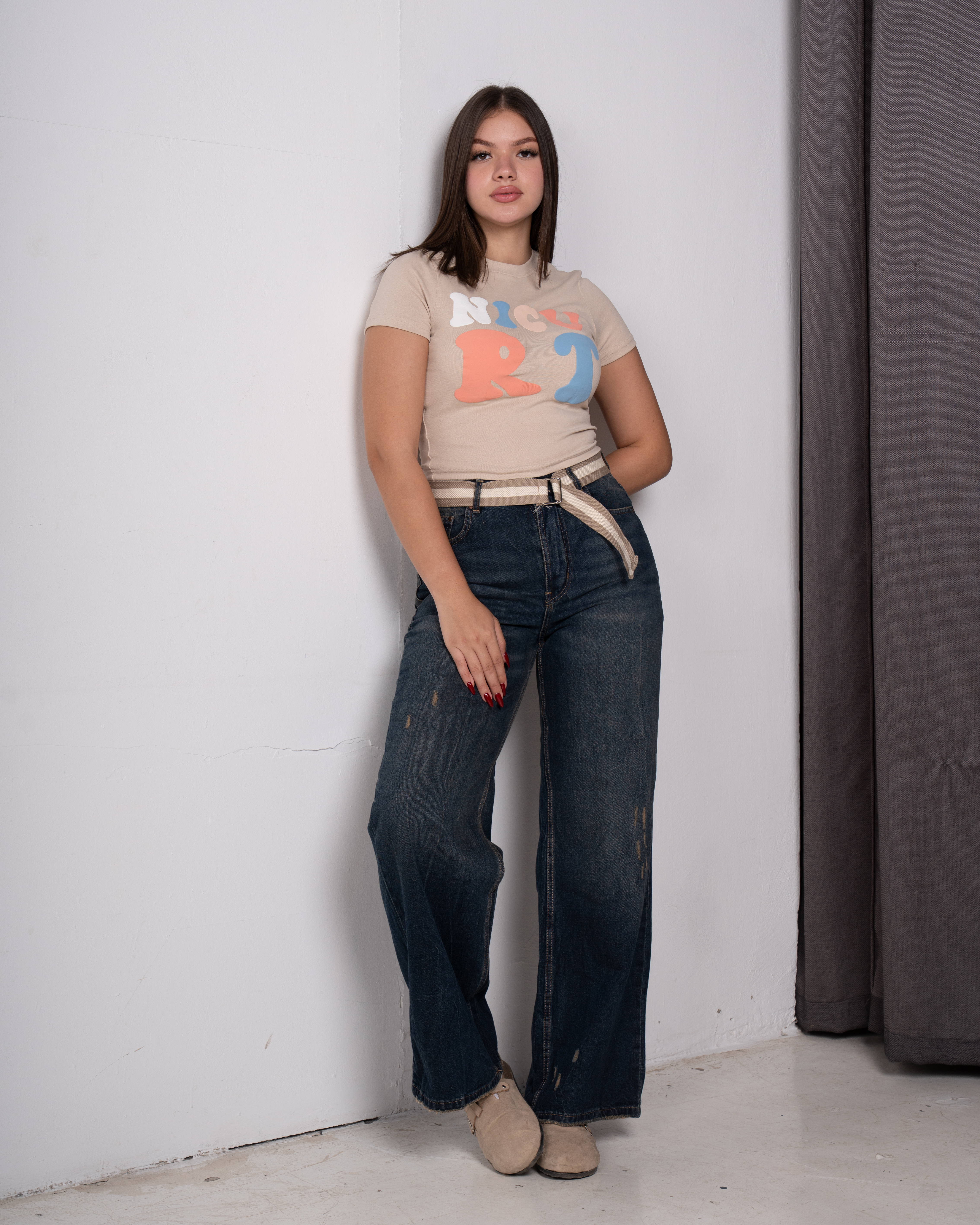 Printed half-sleeve T-shirt