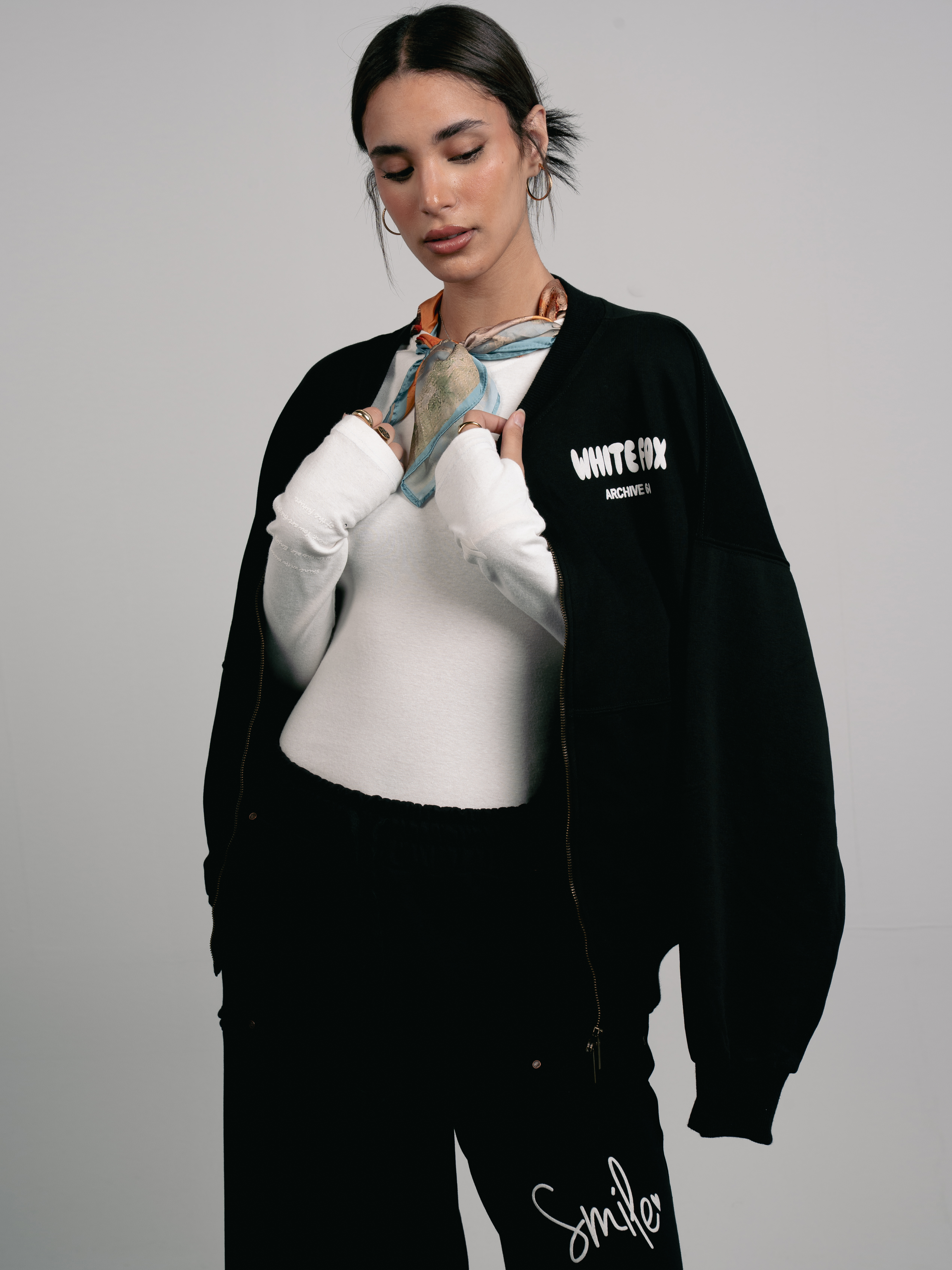 Zipper Printed Sweatshirt