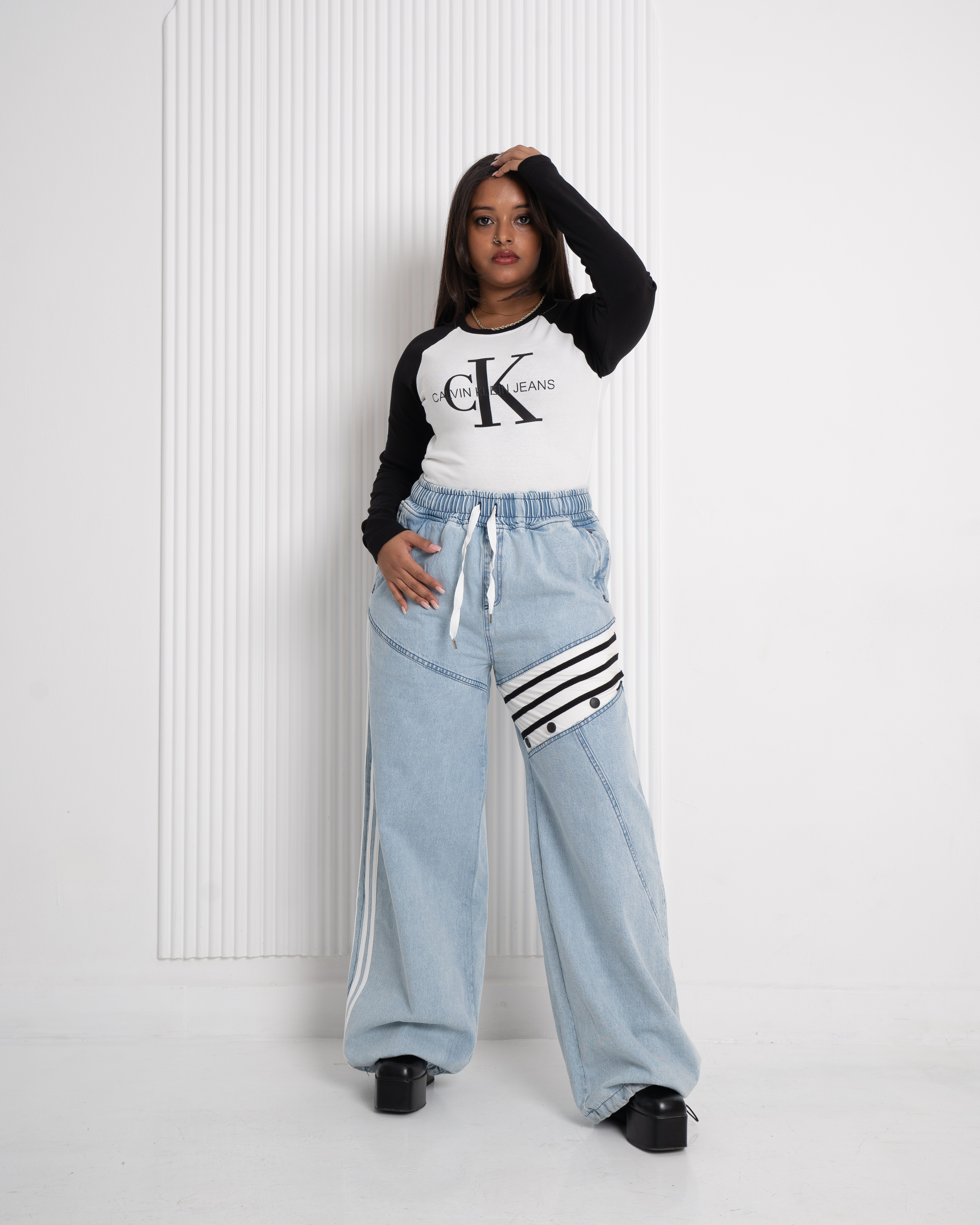 Cotton T-shirt with Printed Sleeves