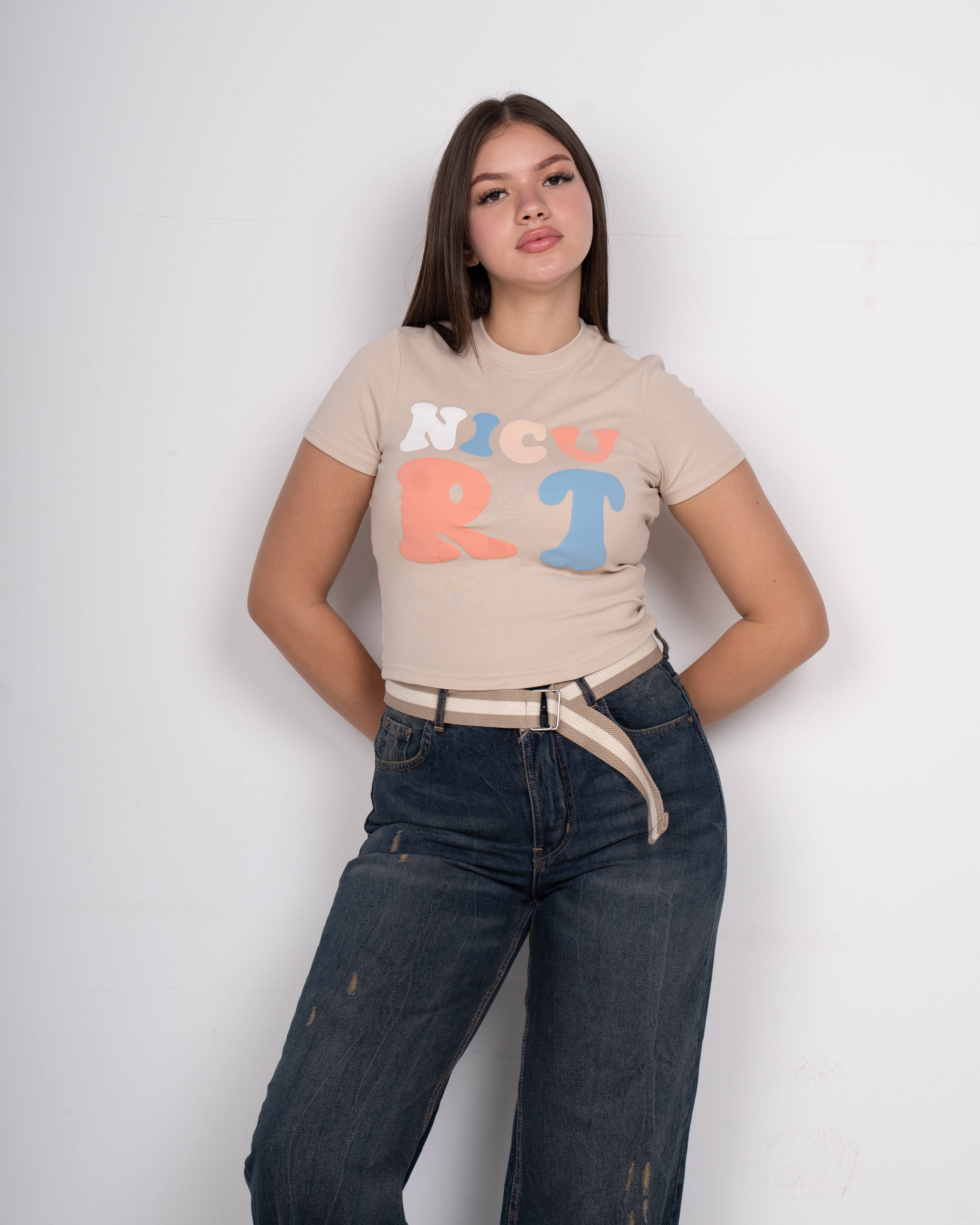Printed half-sleeve T-shirt