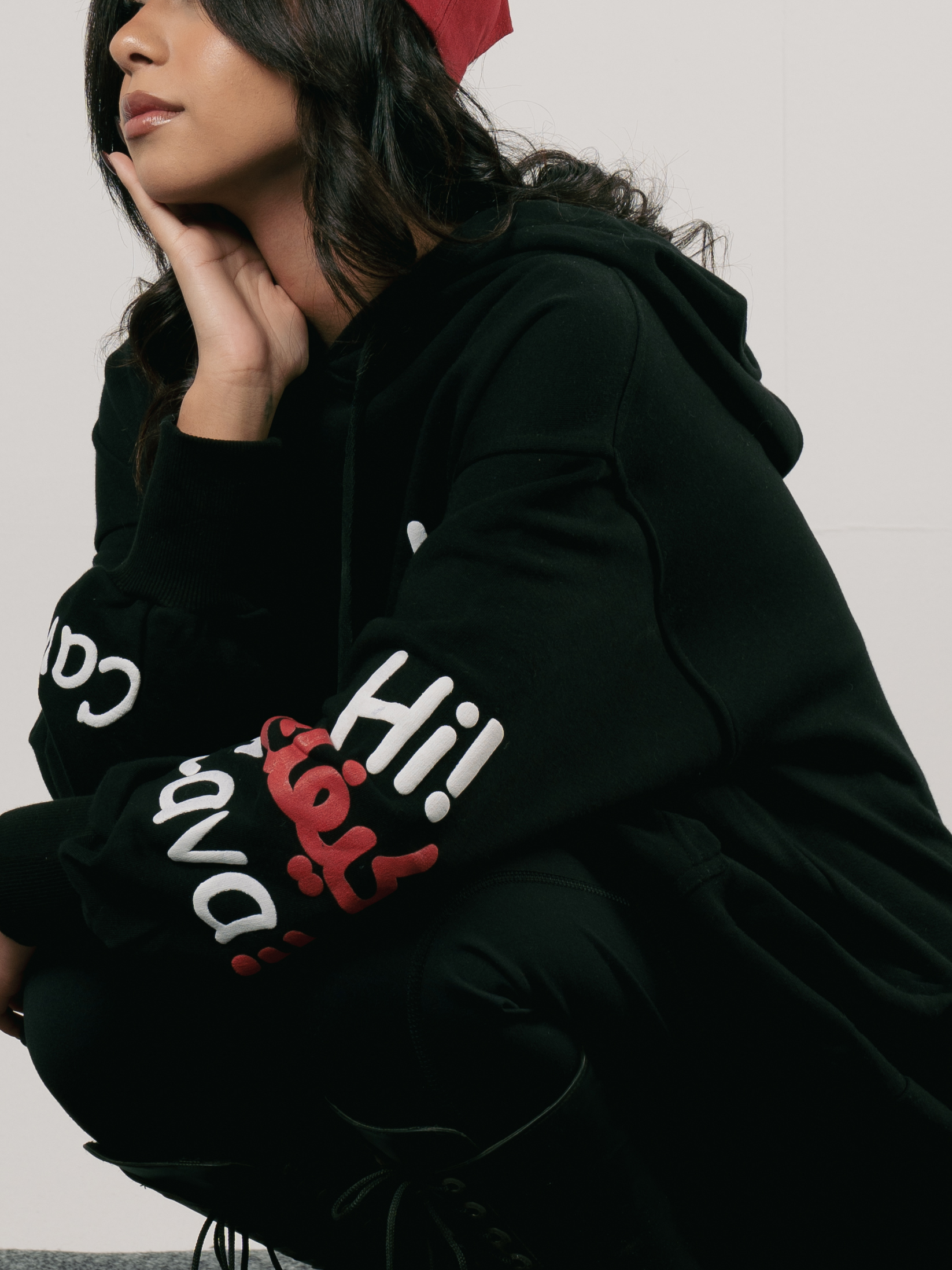 Long Printed Sweatshirt with Hoodie