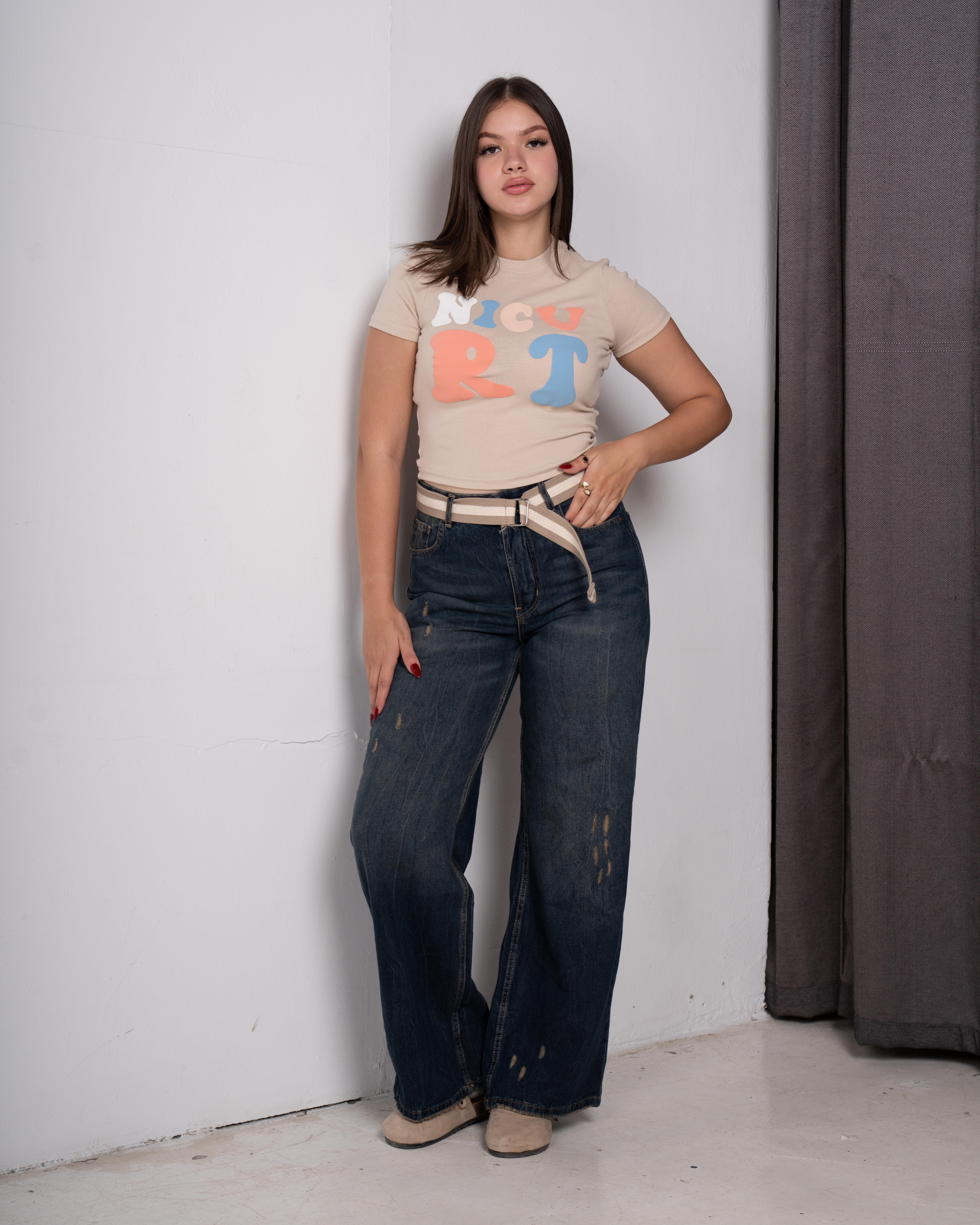 Printed half-sleeve T-shirt