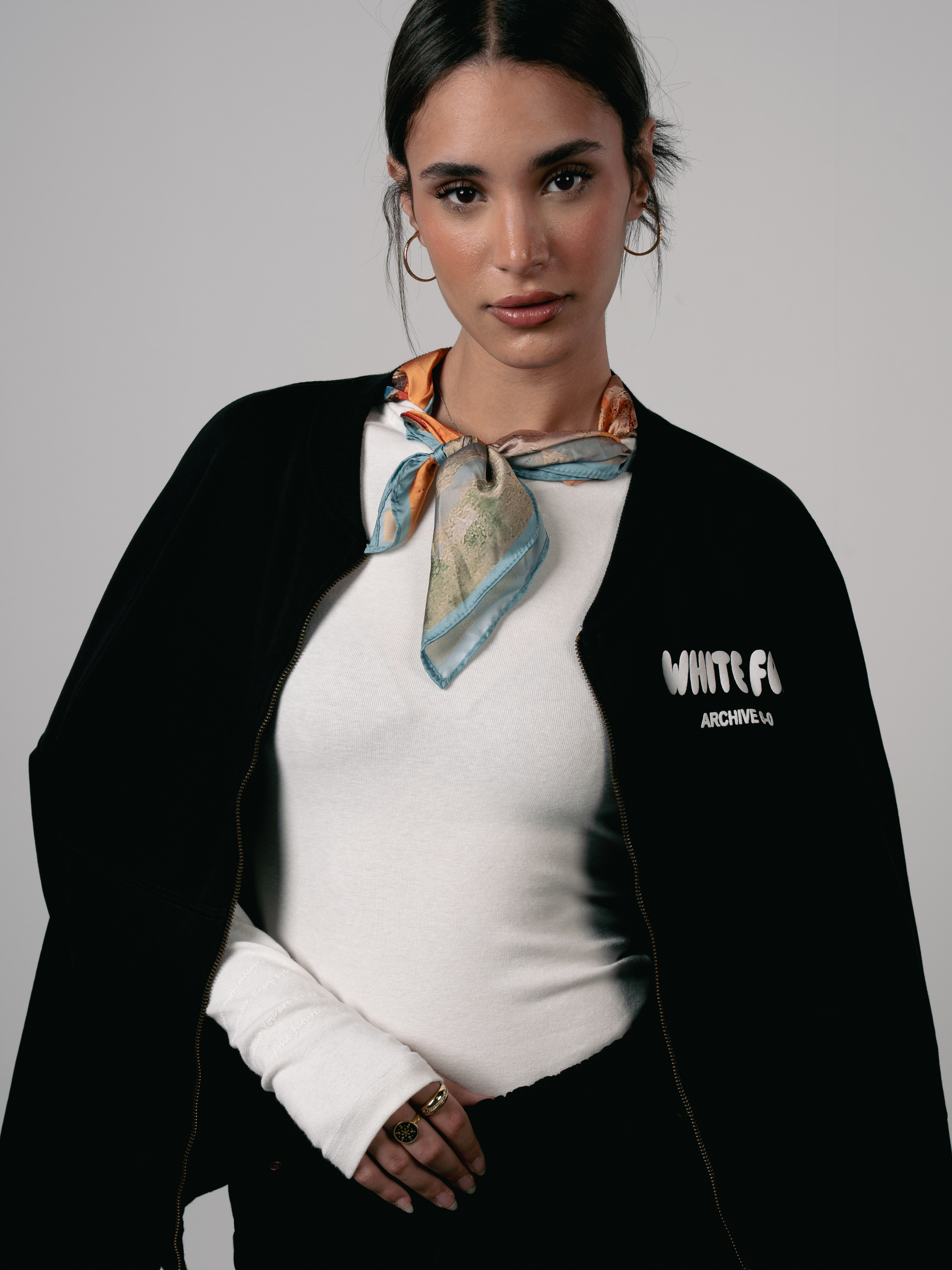 Zipper Printed Sweatshirt