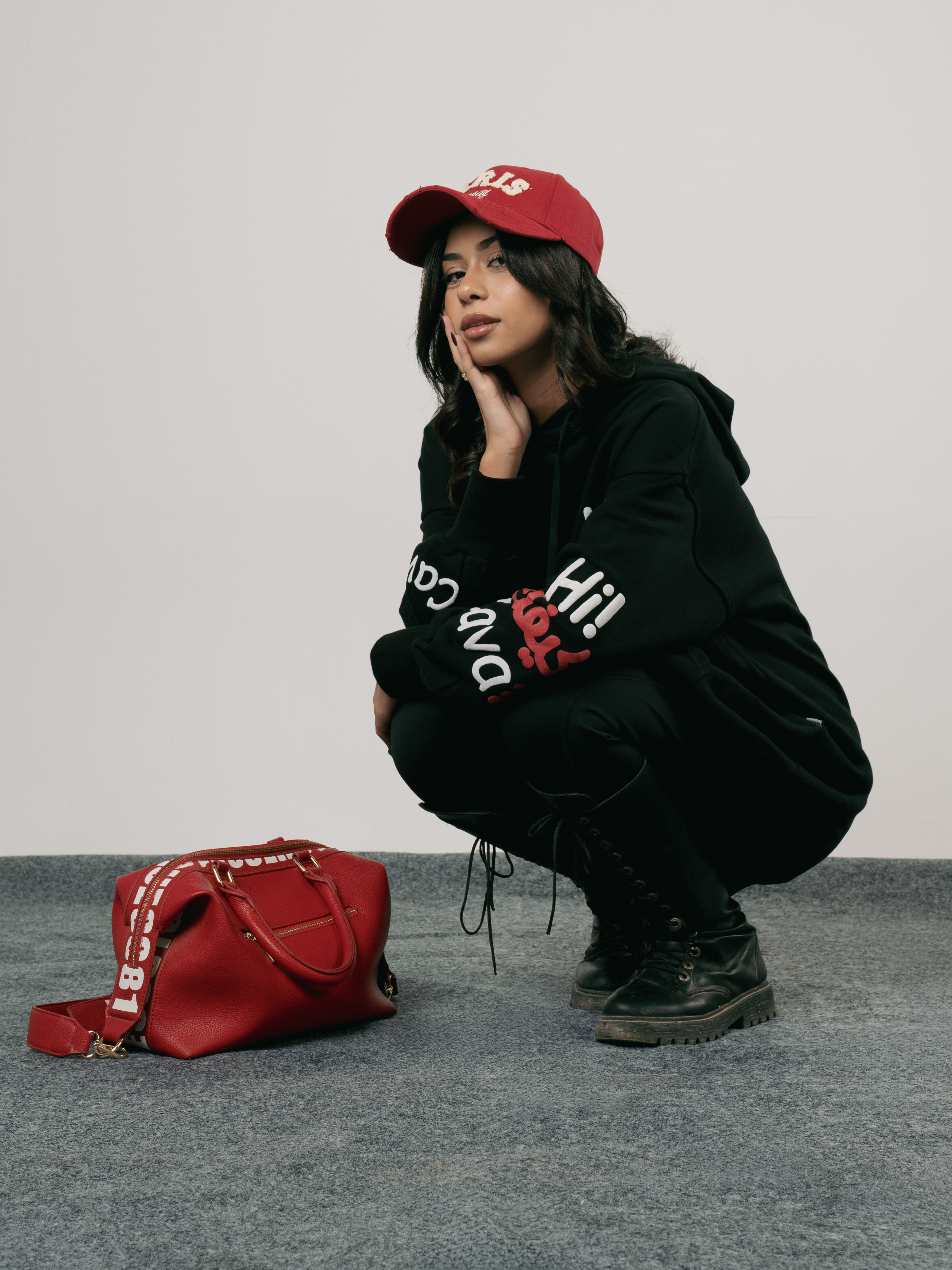 Long Printed Sweatshirt with Hoodie