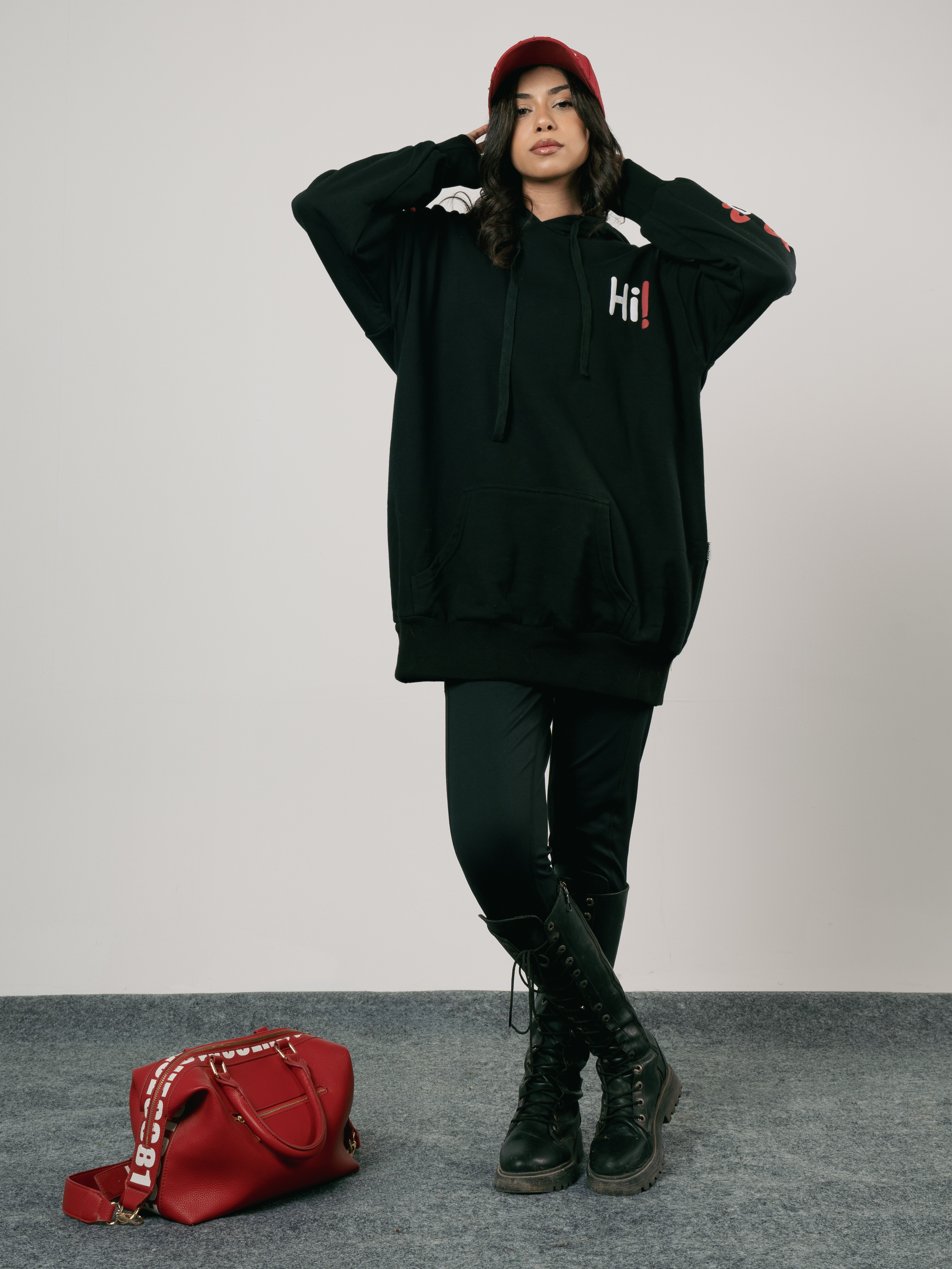 Long Printed Sweatshirt with Hoodie