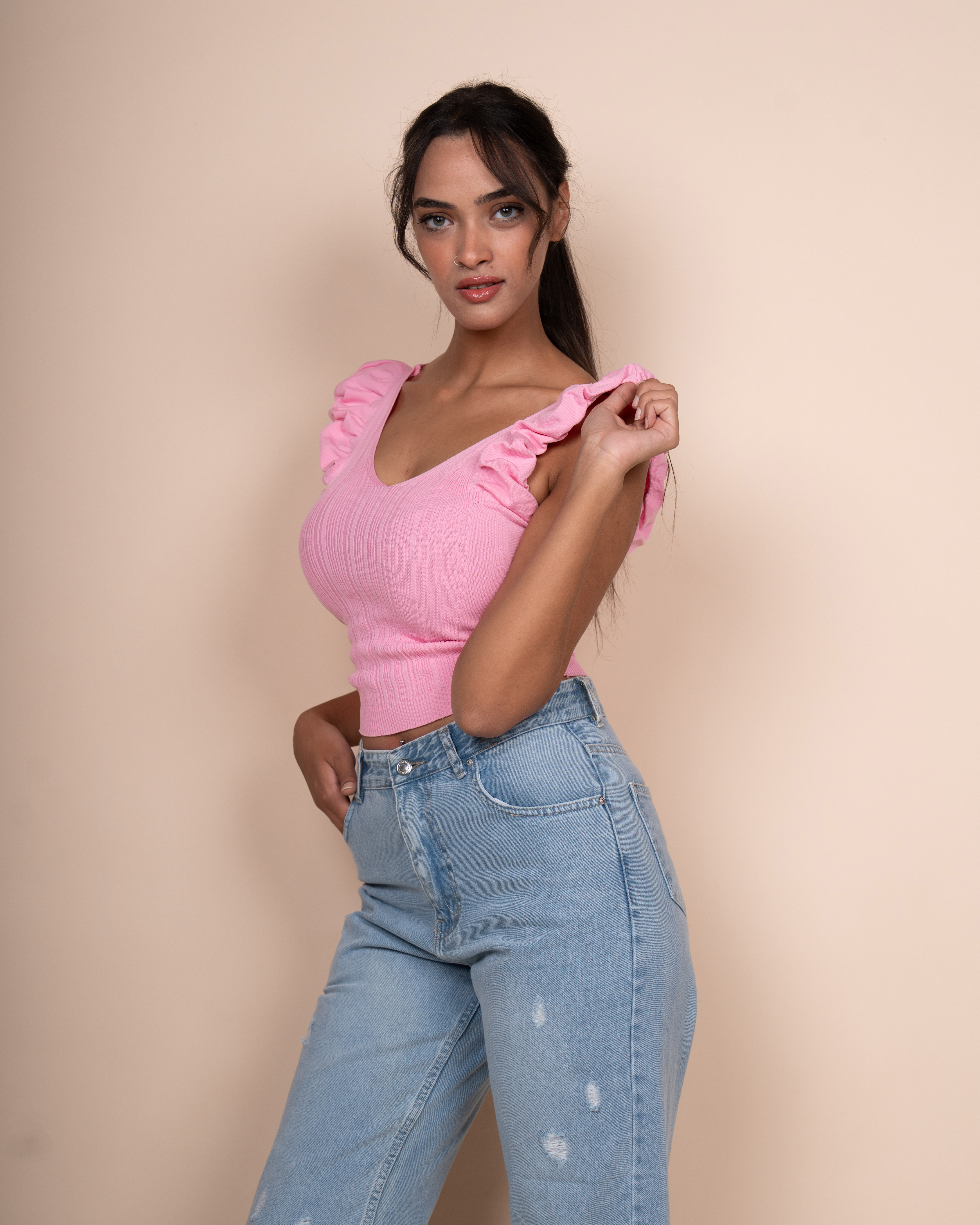 Ruffle knit top One 