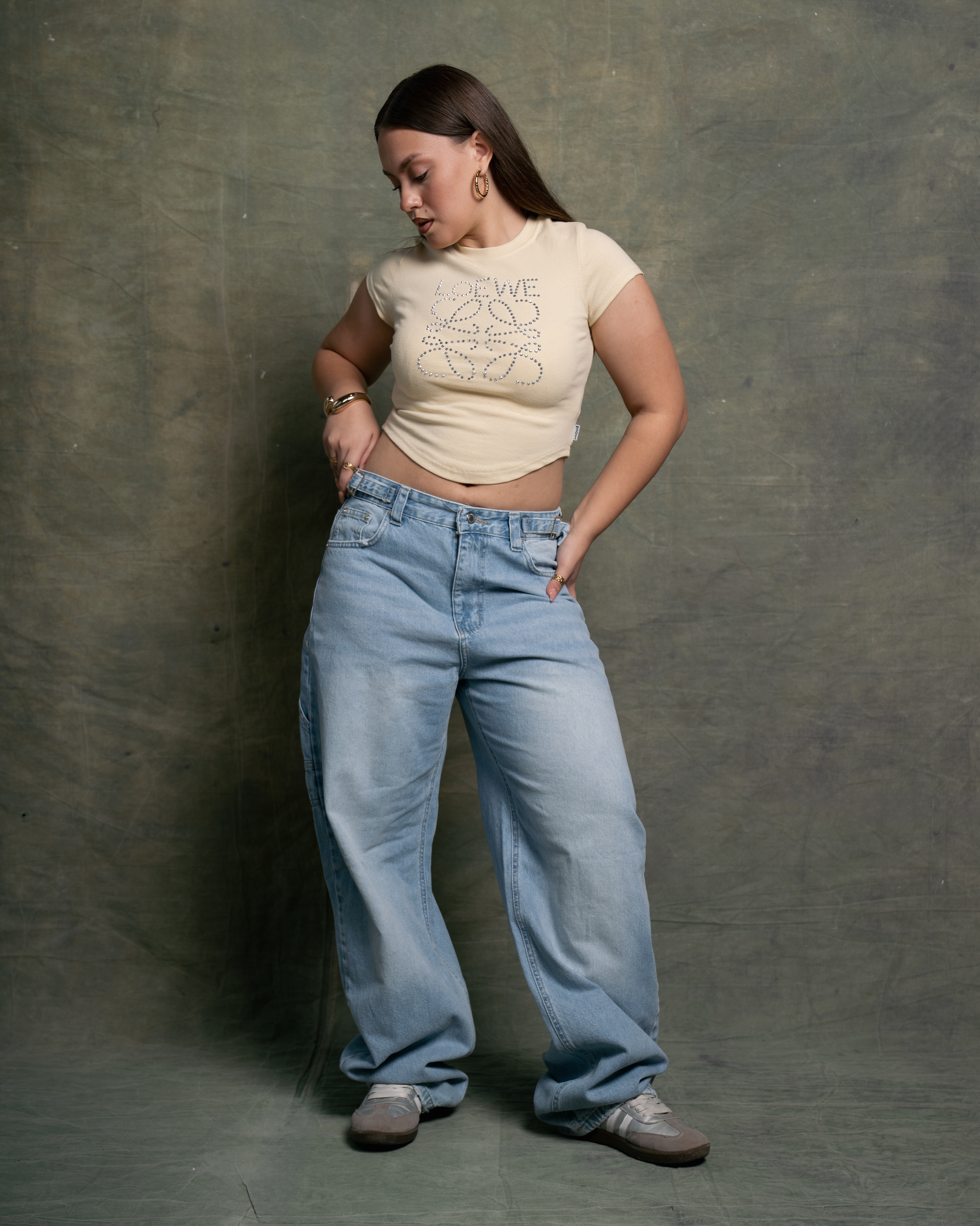 Wide-leg balloon jeans with pocket