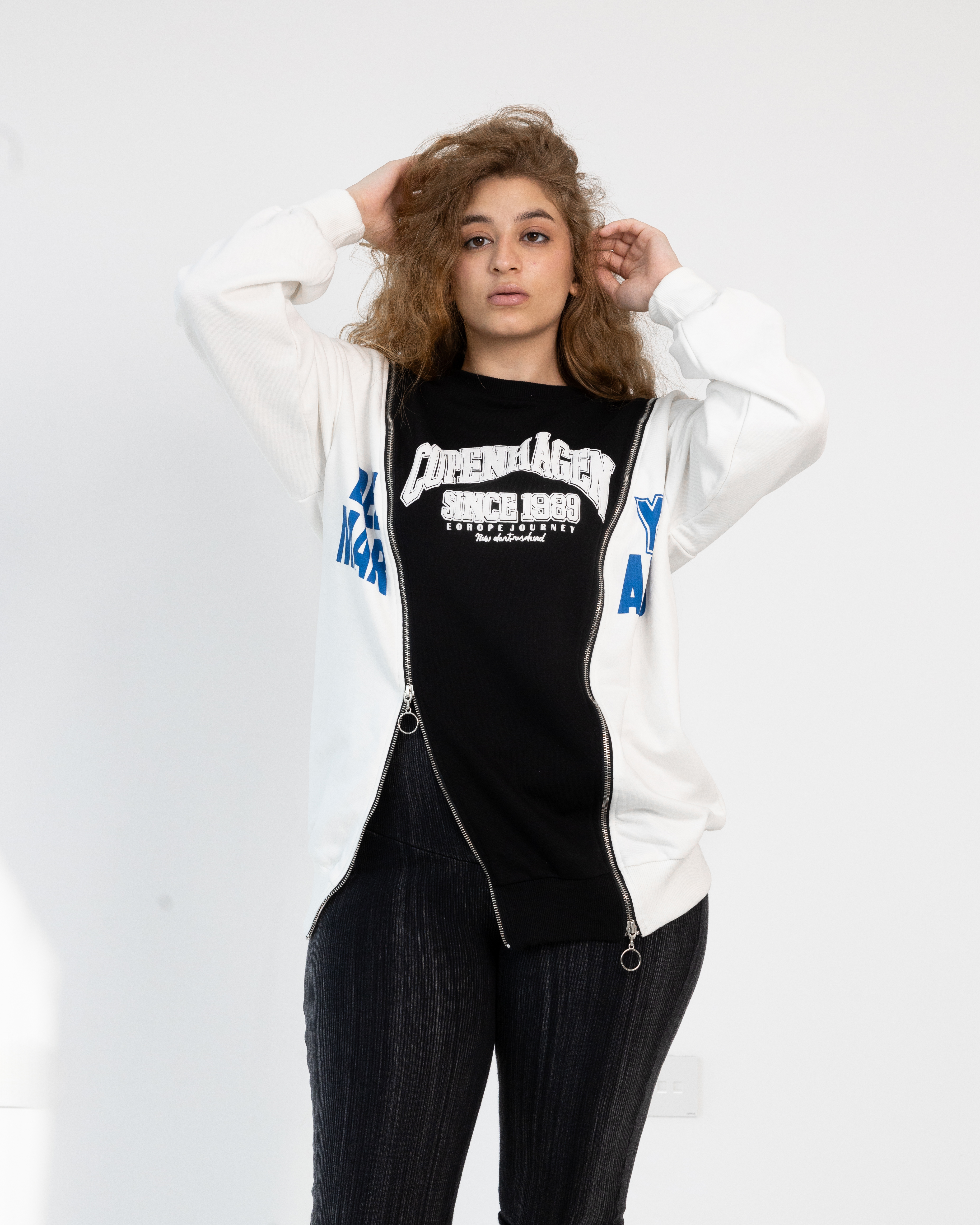 Melton Sweatshirt With Chest Print
