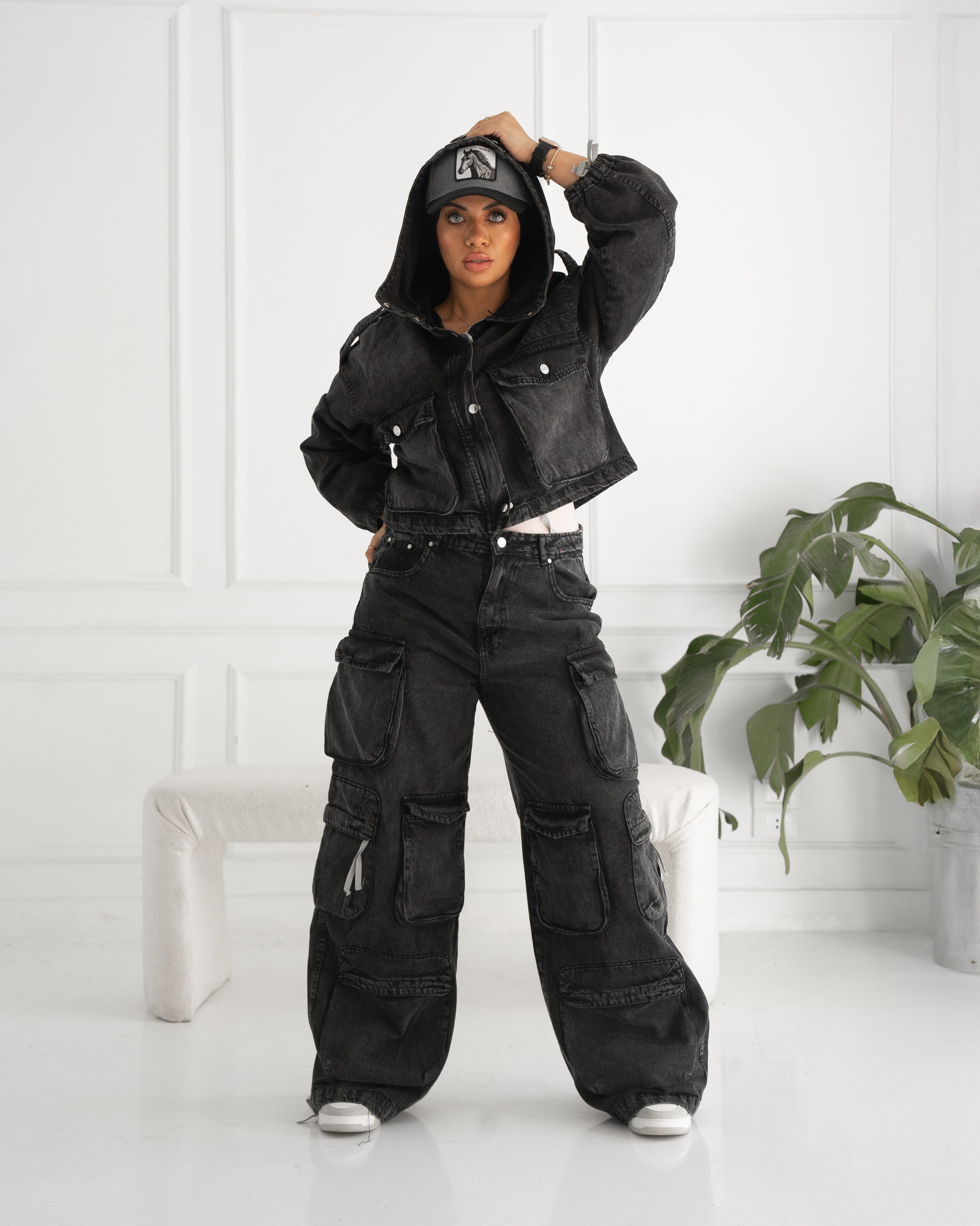 Denim jacket with Big Pockets, Hood