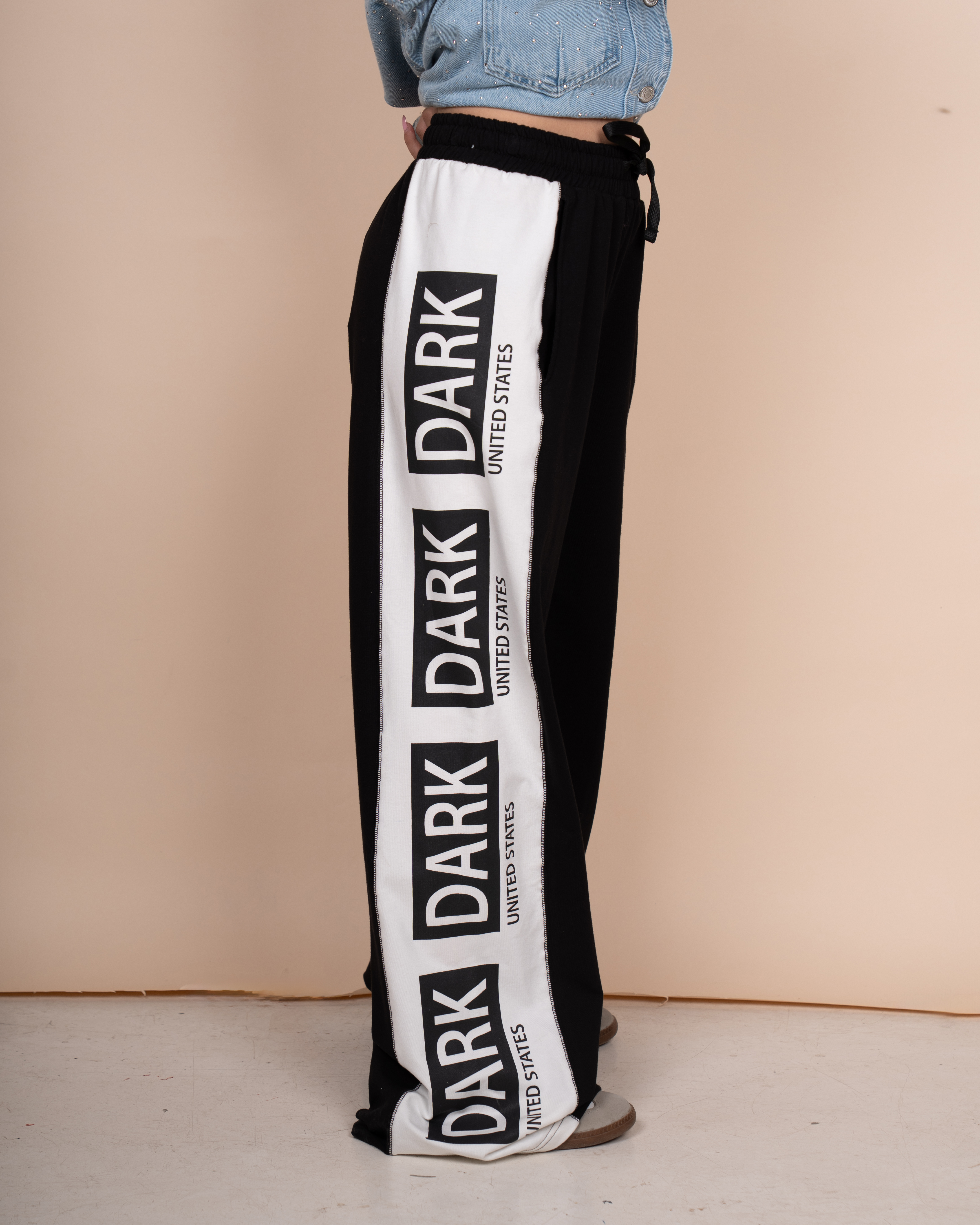 Side-print cotton pants