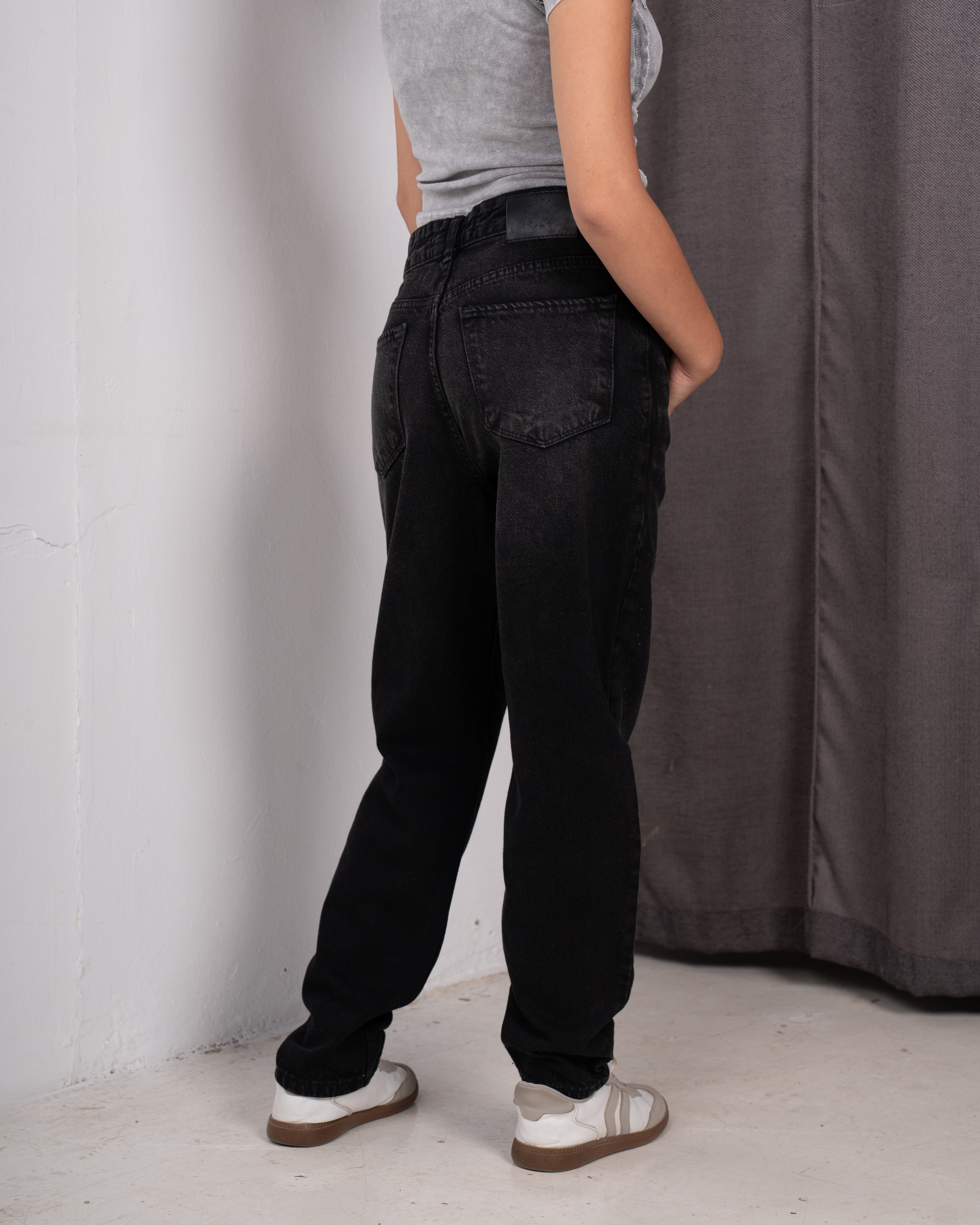 Black mom fit rhinestone jeans