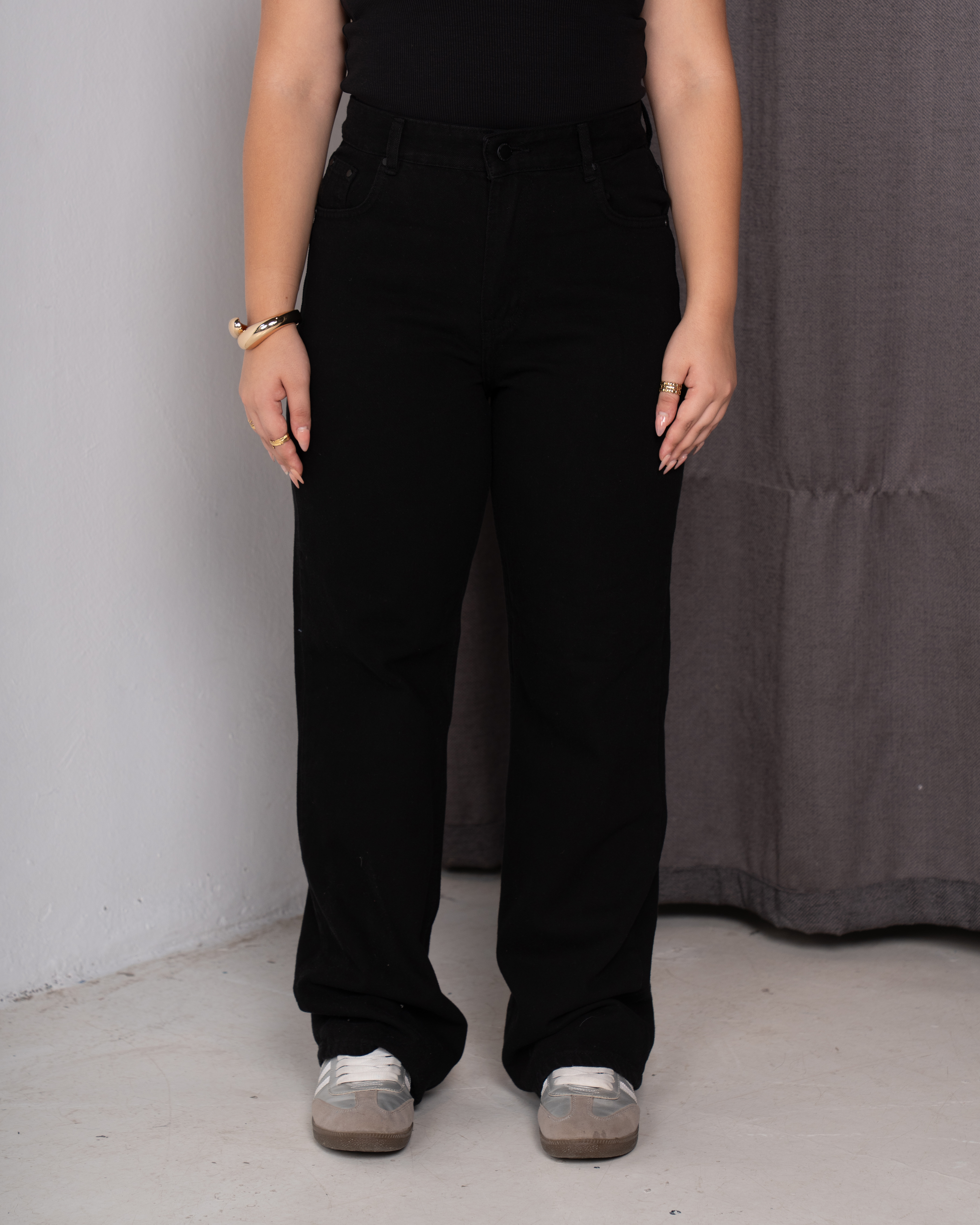 Black straight leg jeans