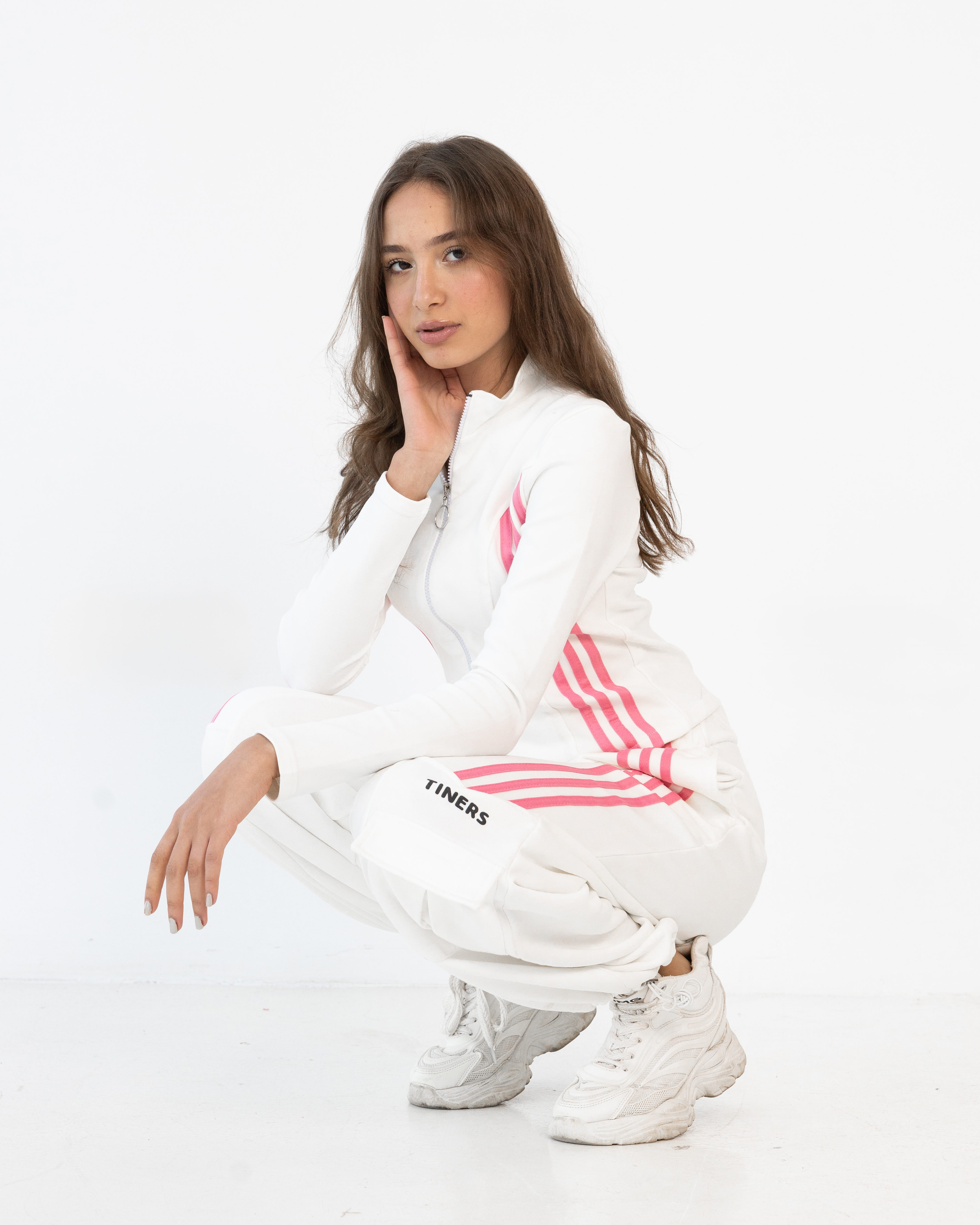 White Melton Jacket with Stripes