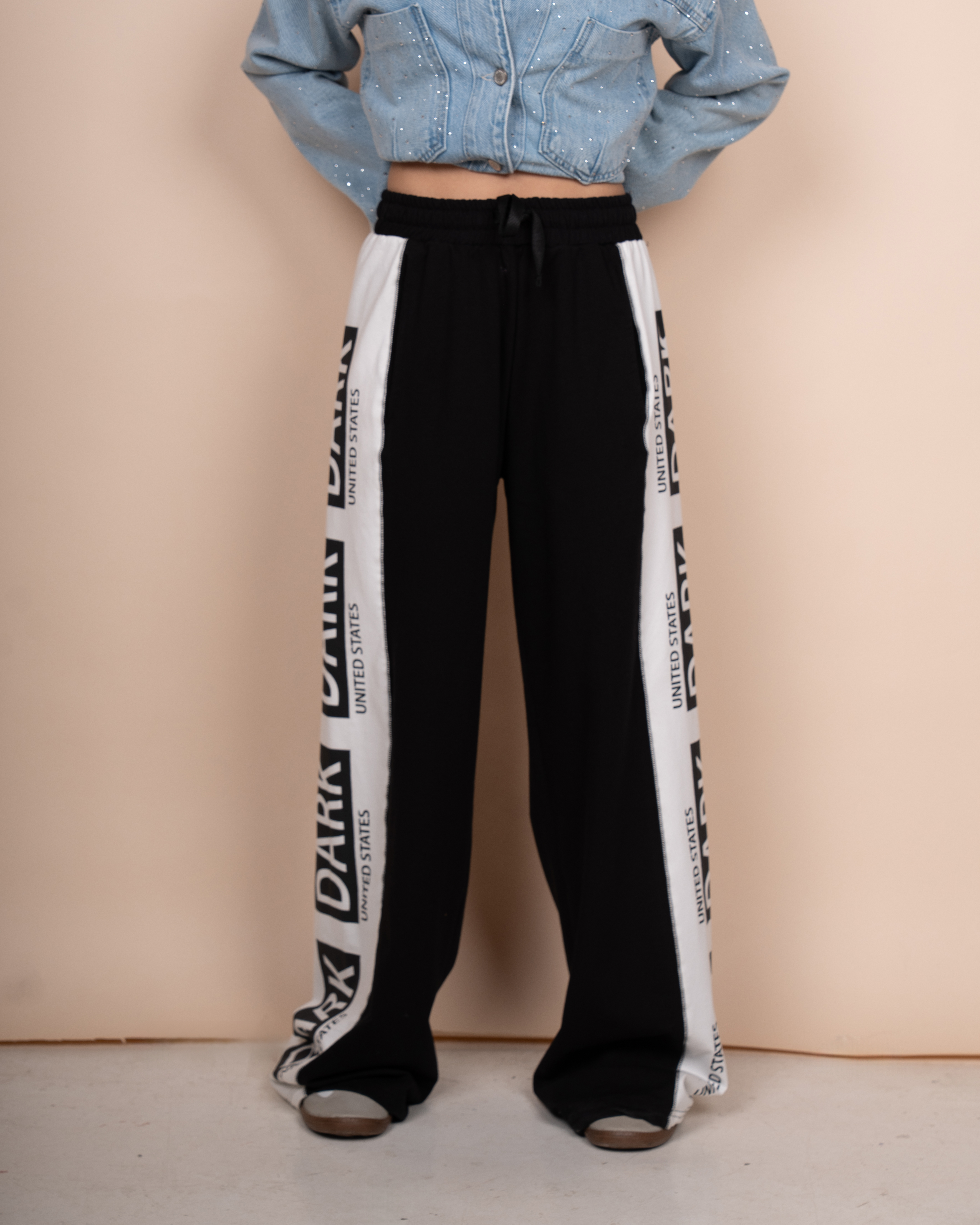 Side-print cotton pants