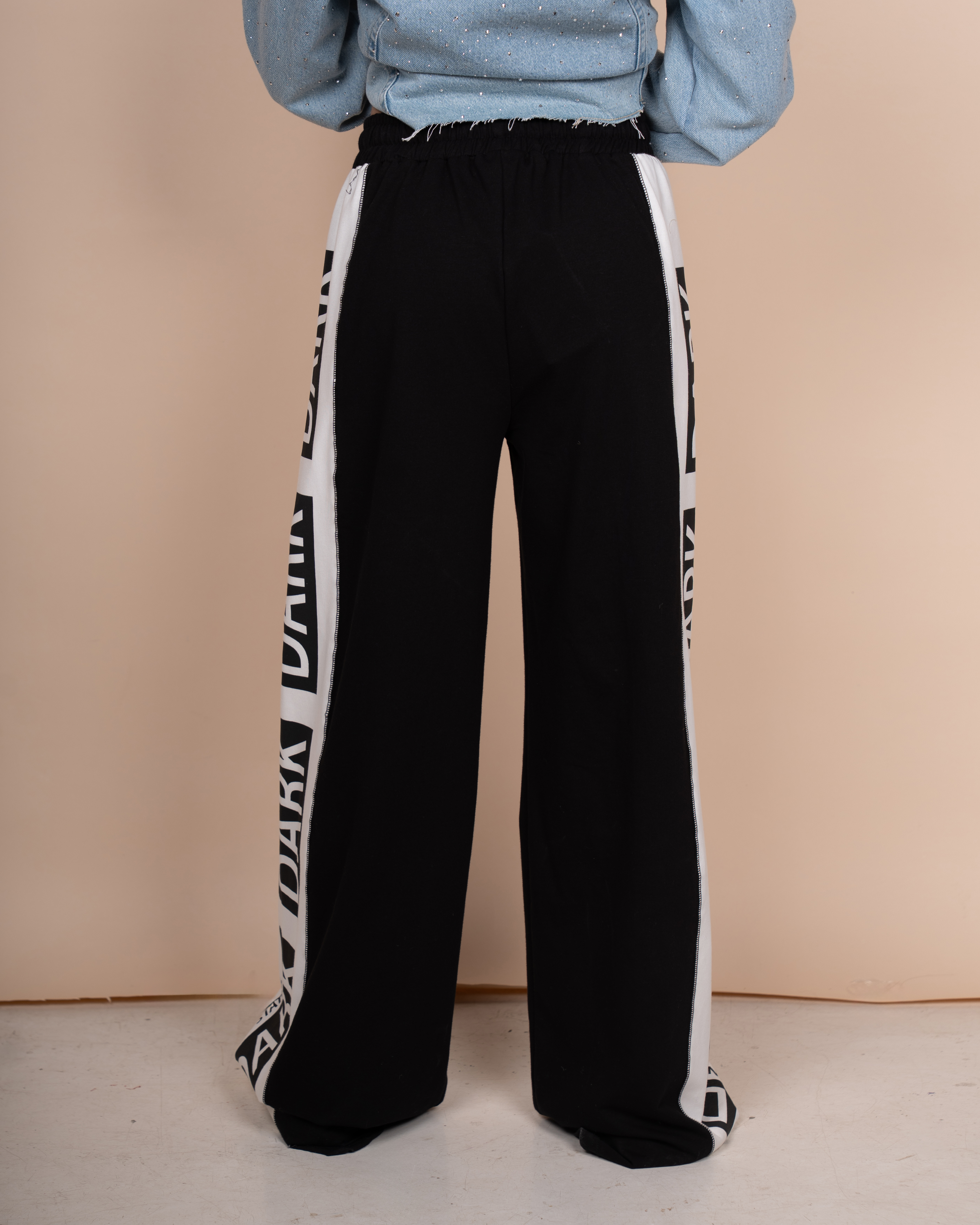 Side-print cotton pants